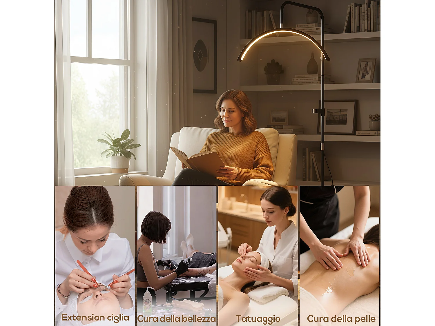 Lampada da terra LED con altezza regolabile e telecomando nero