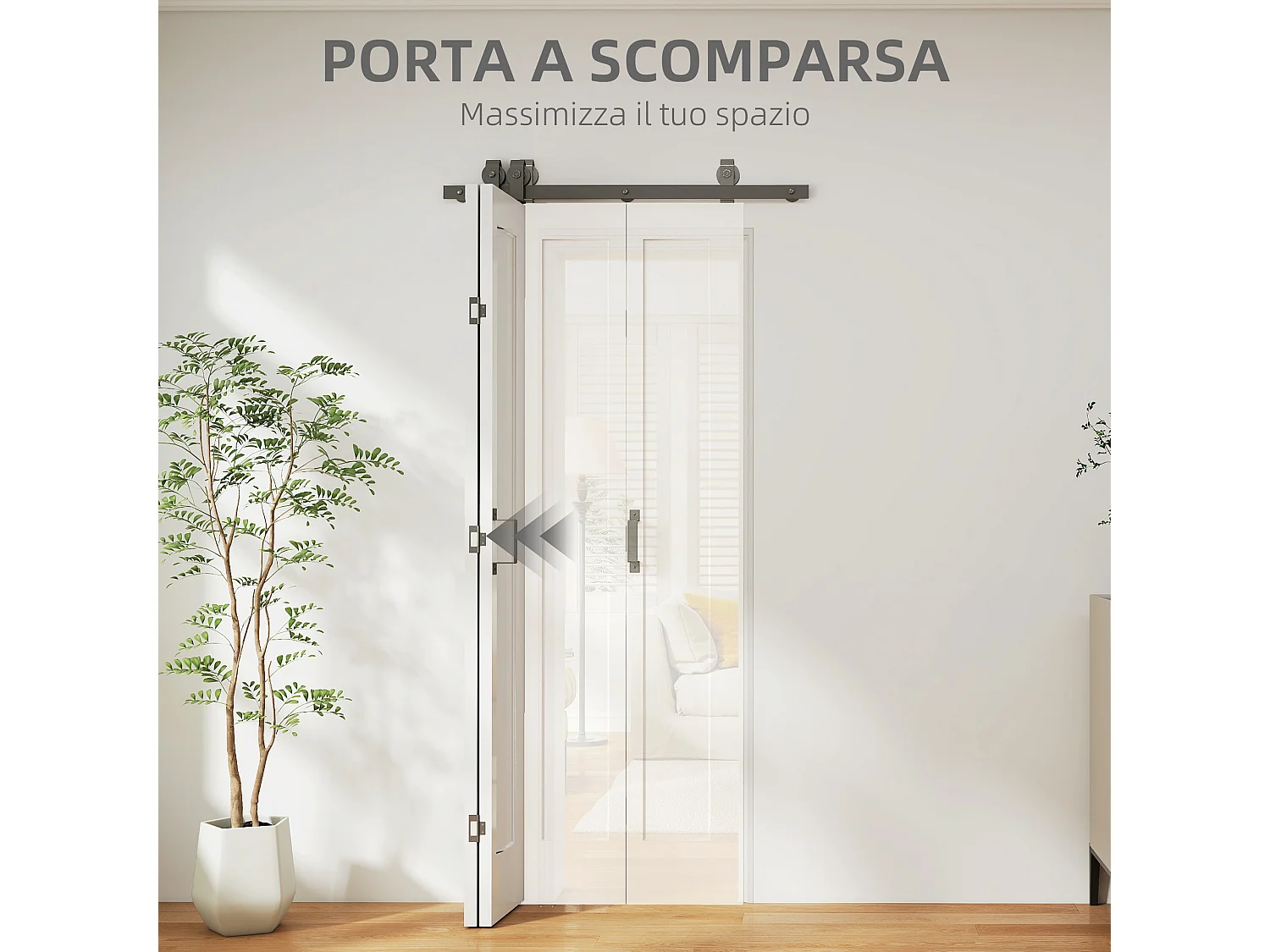 Porta pieghevole a libro con superficie verniciabile 70x210 cm bianco