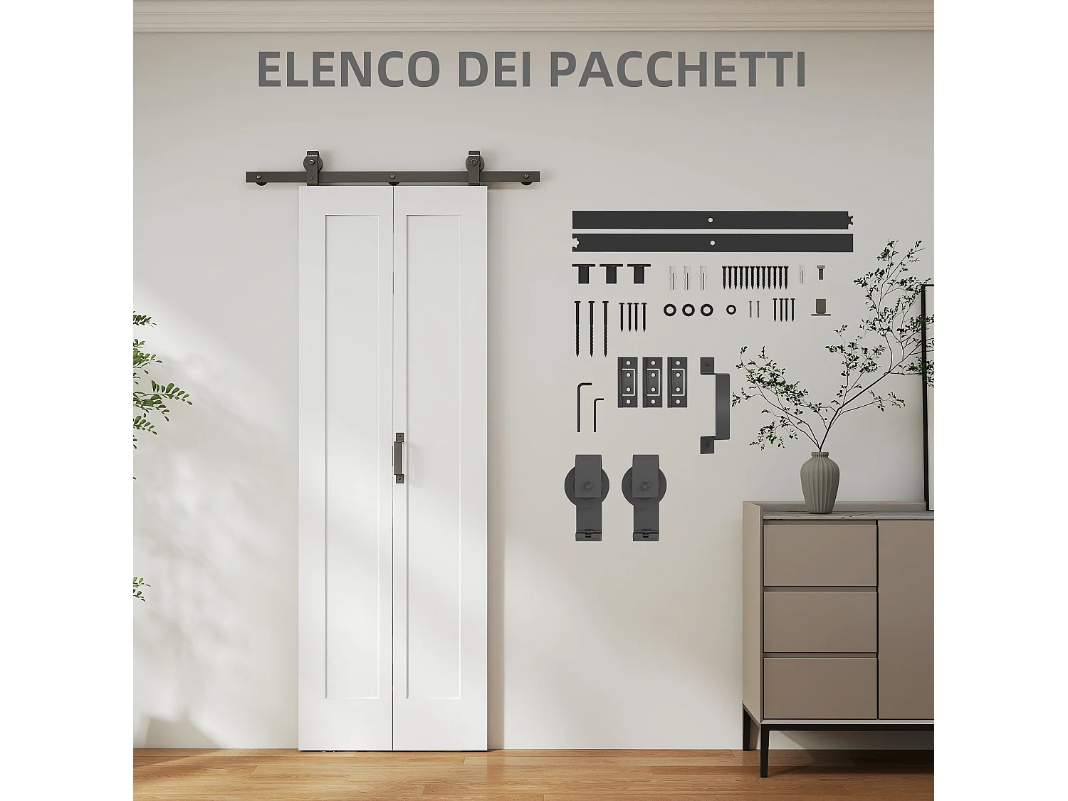 Porta pieghevole a libro con superficie verniciabile 70x210 cm bianco