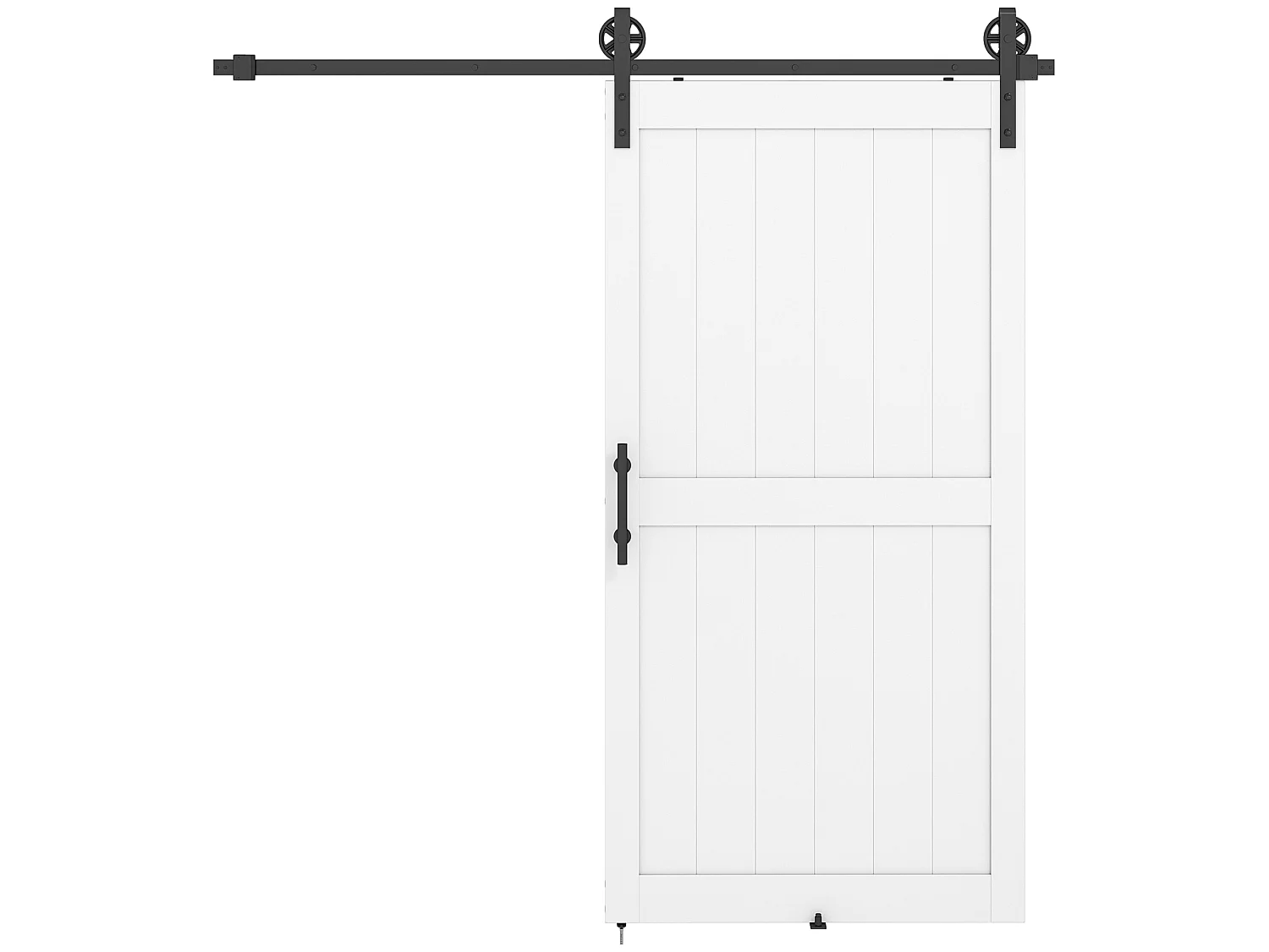 Porta scorrevole in stile country 106.6x213.4cm legno e acciaio bianco
