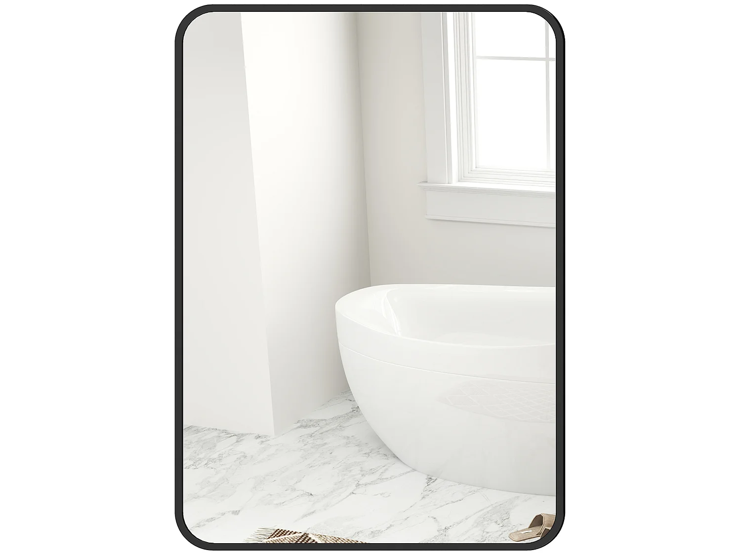 Specchio bagno con cornice in metallo 50x2.5x70 cm nero