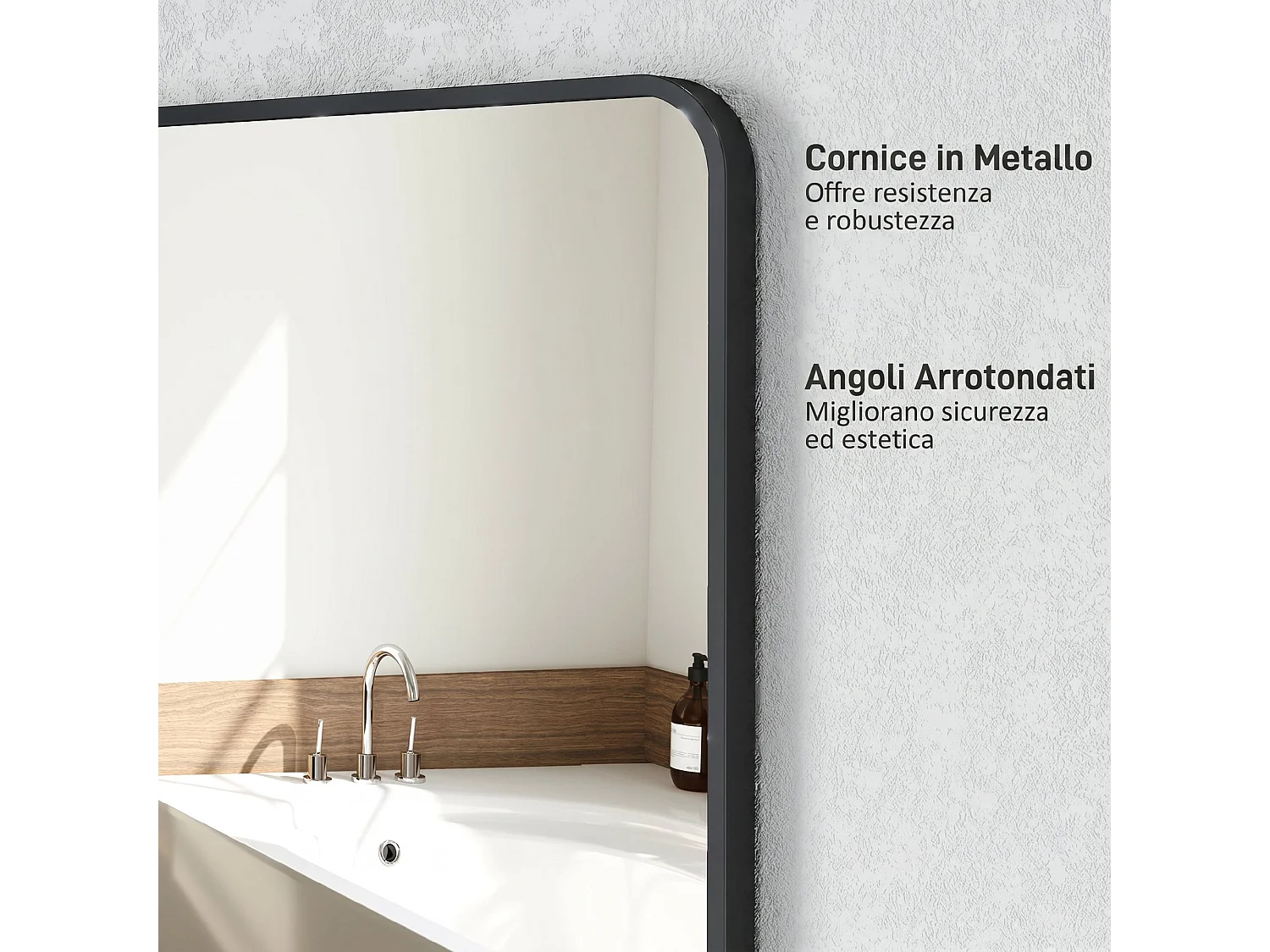 Specchio bagno con cornice in metallo 50x2.5x70 cm nero