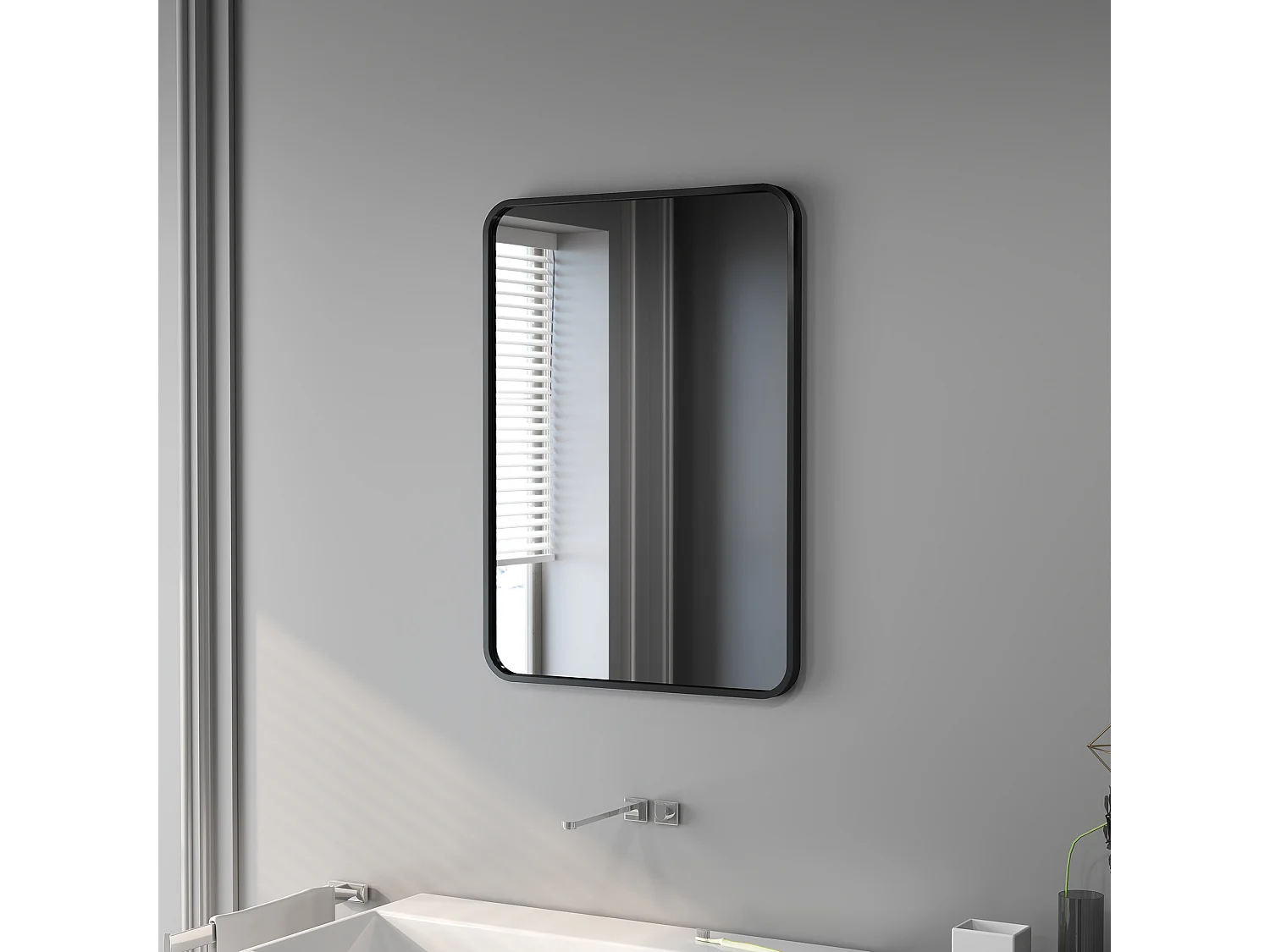 Specchio bagno con cornice in metallo 50x2.5x70 cm nero