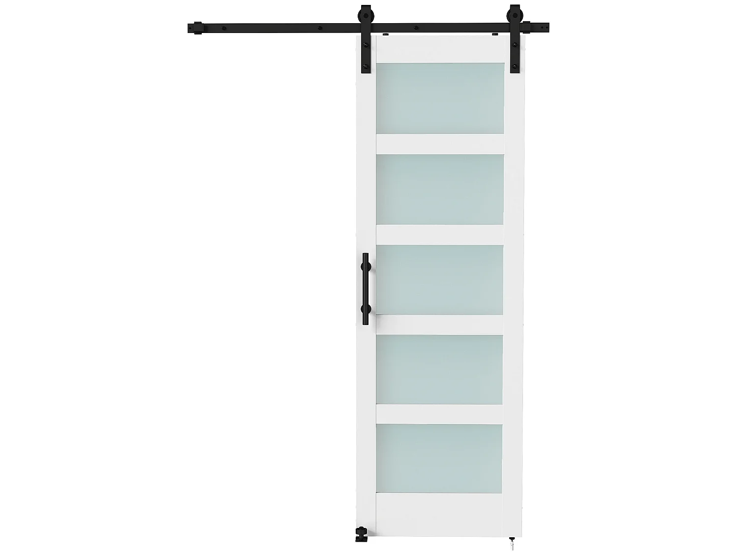 Porta scorrevole in vetro satinato con ferramenta 71.2x3.5x213.4 cm