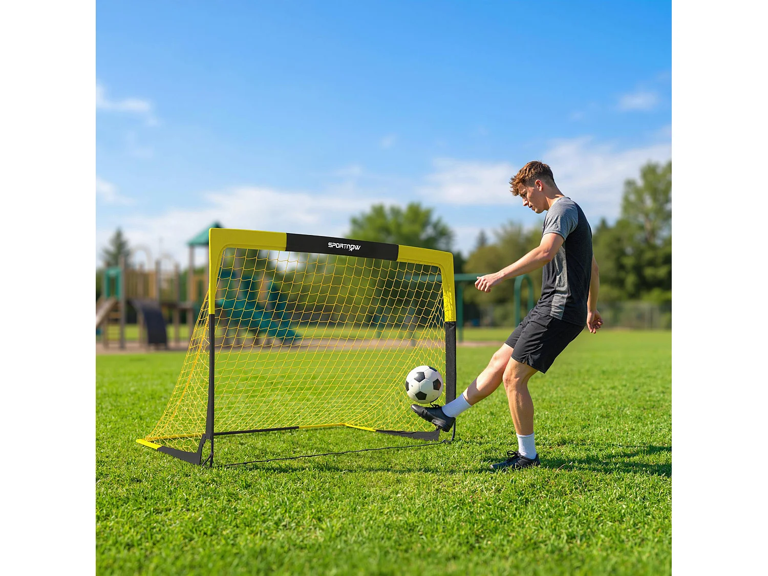 Porta da calcio pieghevole in fibra di vetro giallo