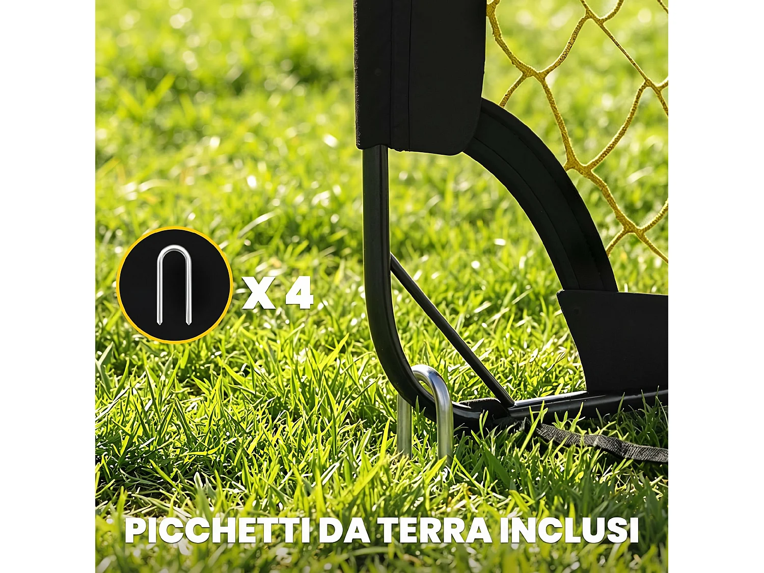 Porta da calcio pieghevole in fibra di vetro giallo