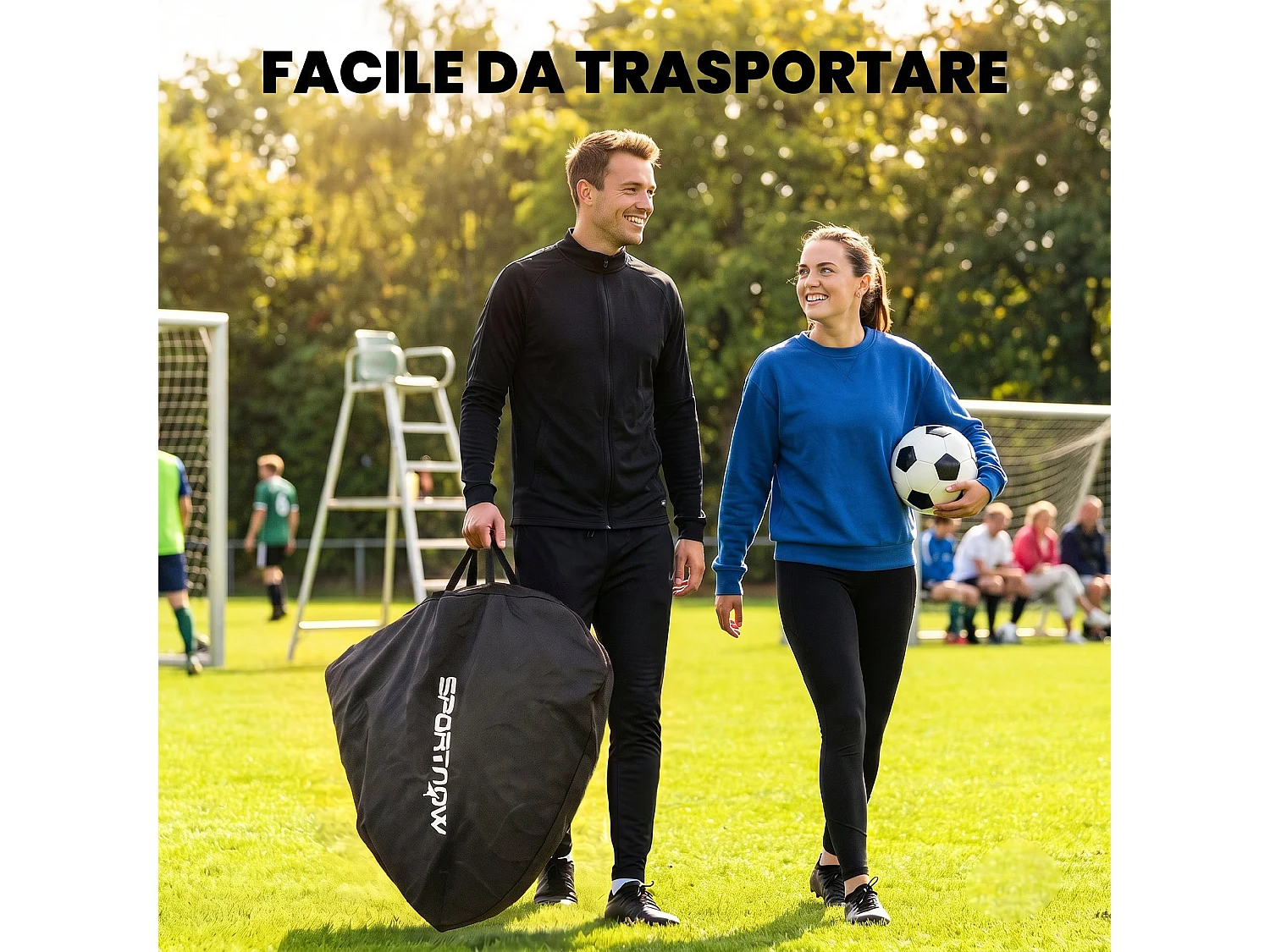 Porta da calcio pieghevole in fibra di vetro giallo