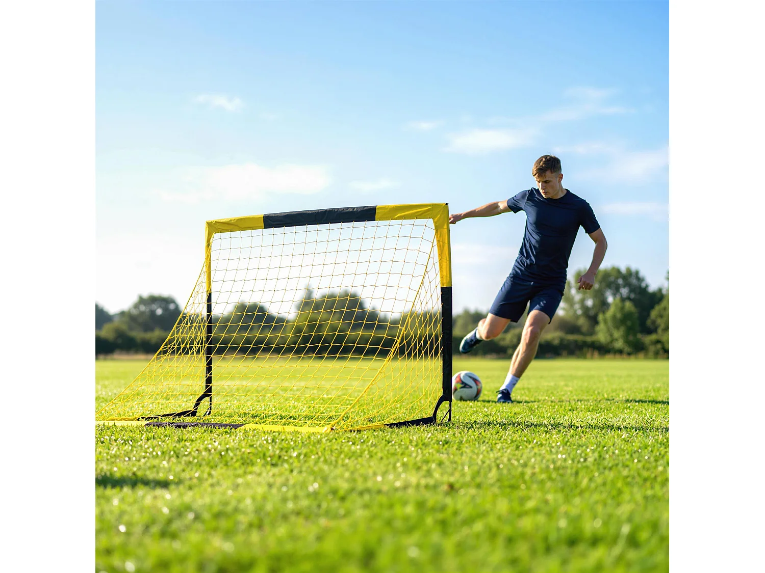 Porta da calcio pieghevole in fibra di vetro giallo