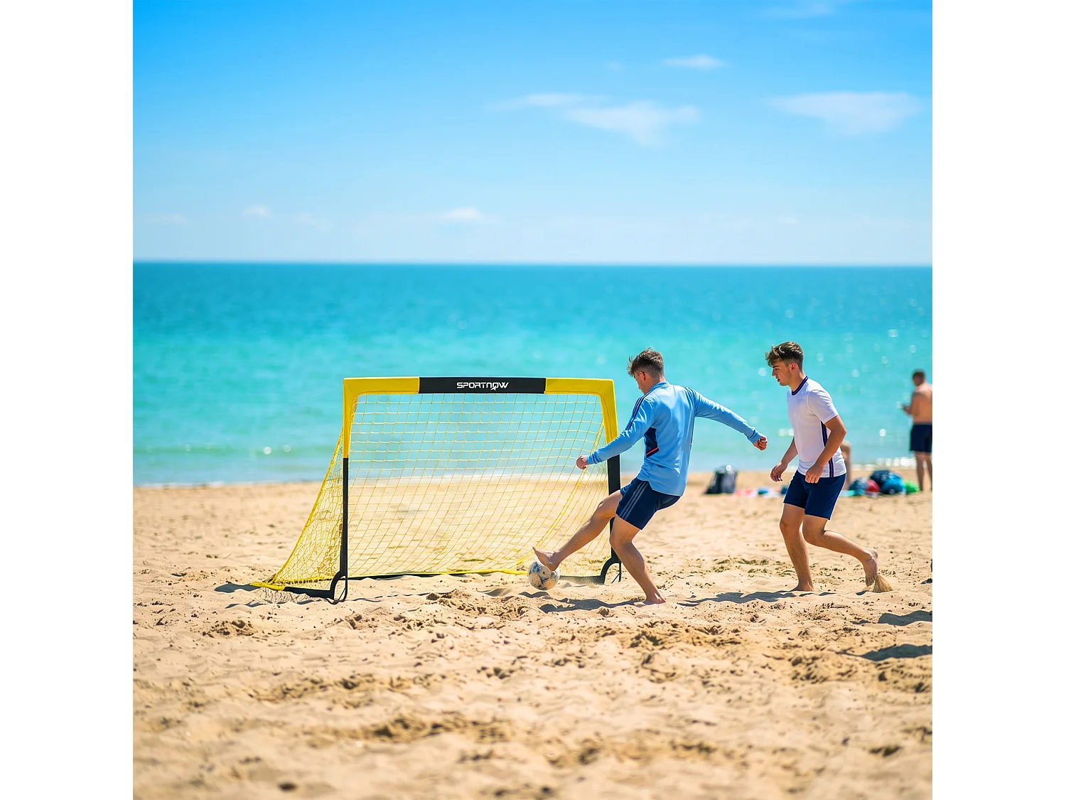 Porta da calcio pieghevole in fibra di vetro giallo