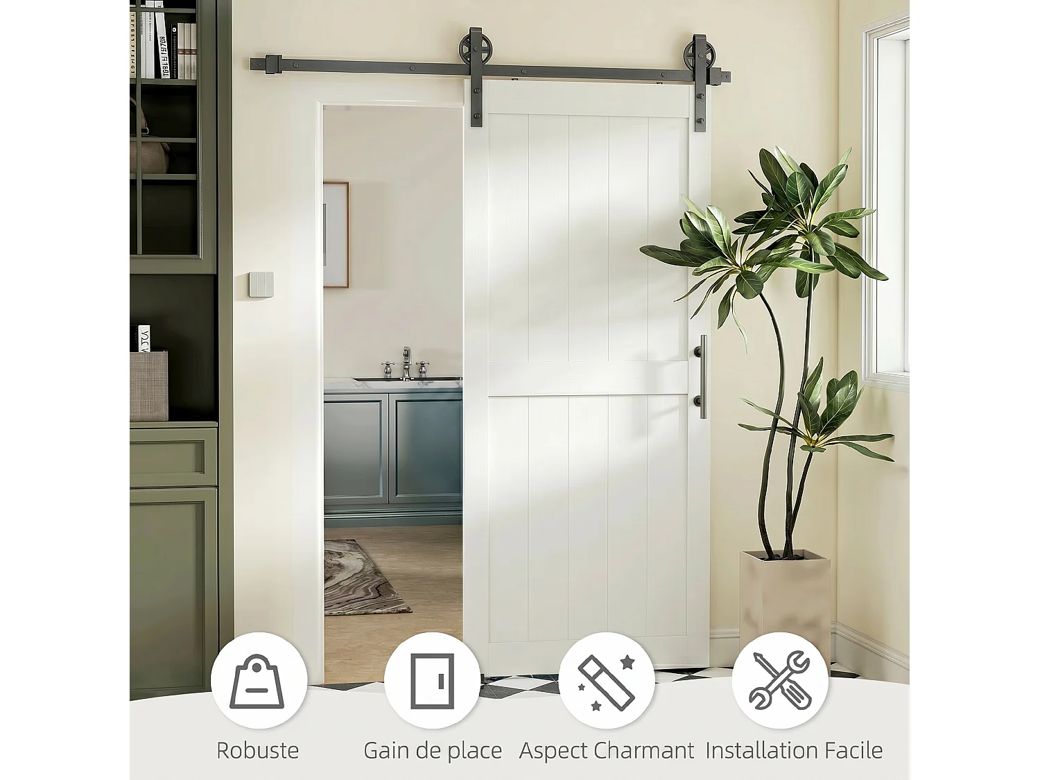 Porta scorrevole stile industriale in mdf e legno pino naturale