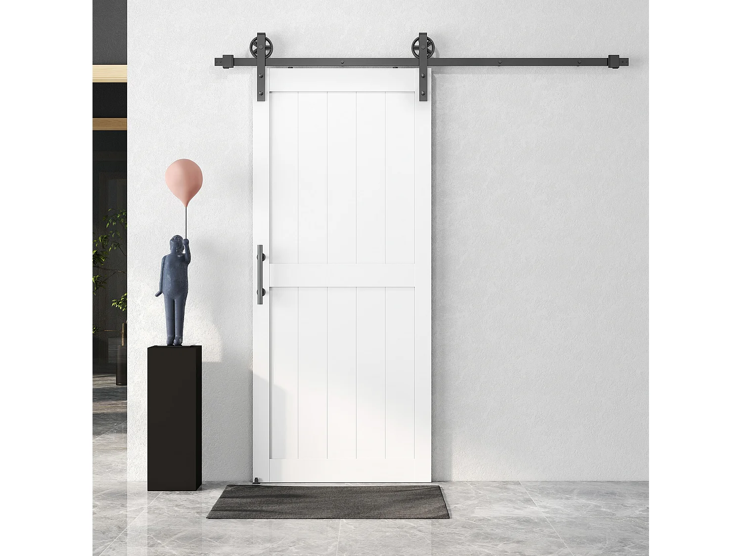 Porta scorrevole stile industriale in mdf e legno pino naturale