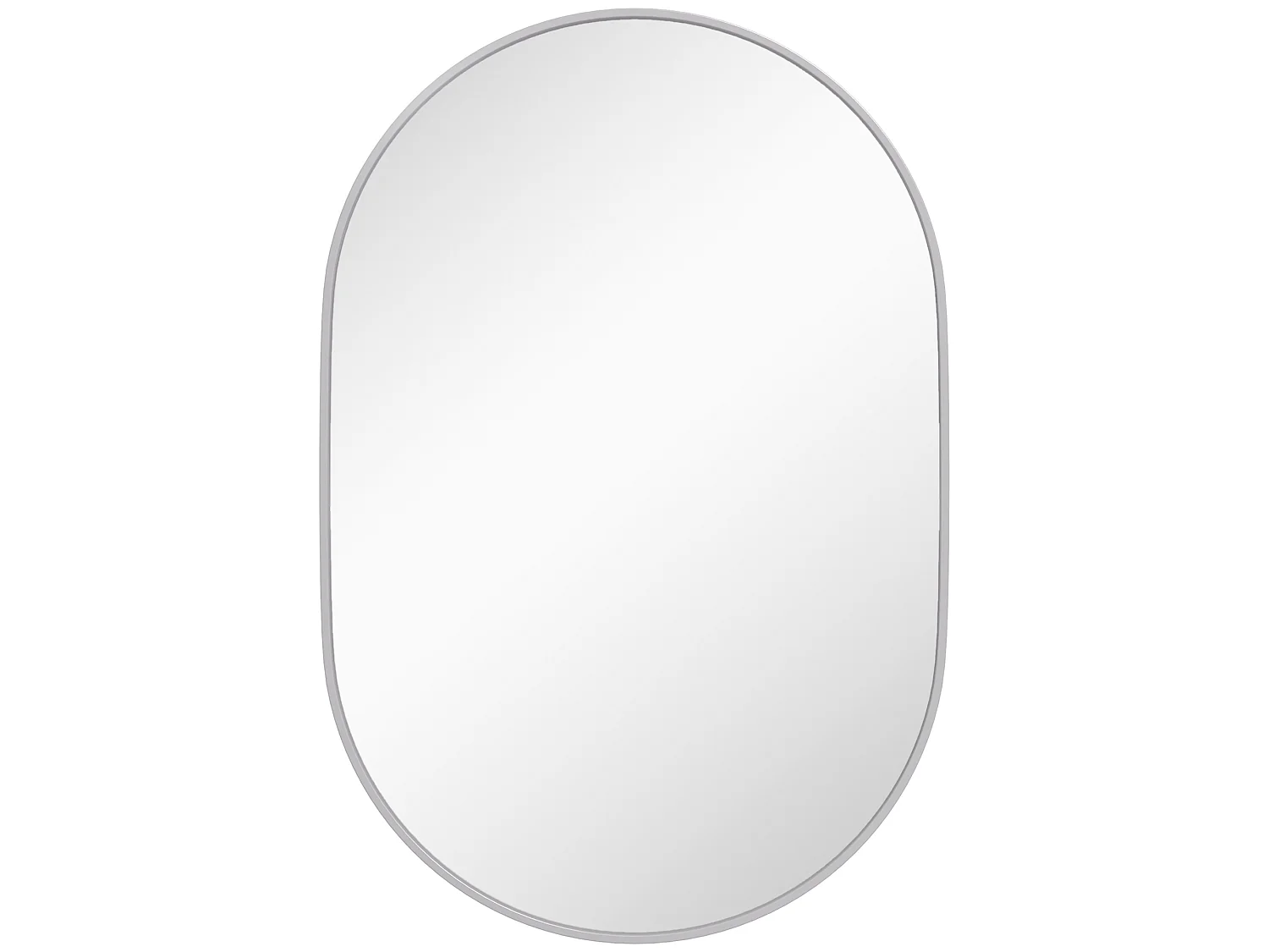 Specchio da bagno ovale a parete in alluminio 60x90 cm argento