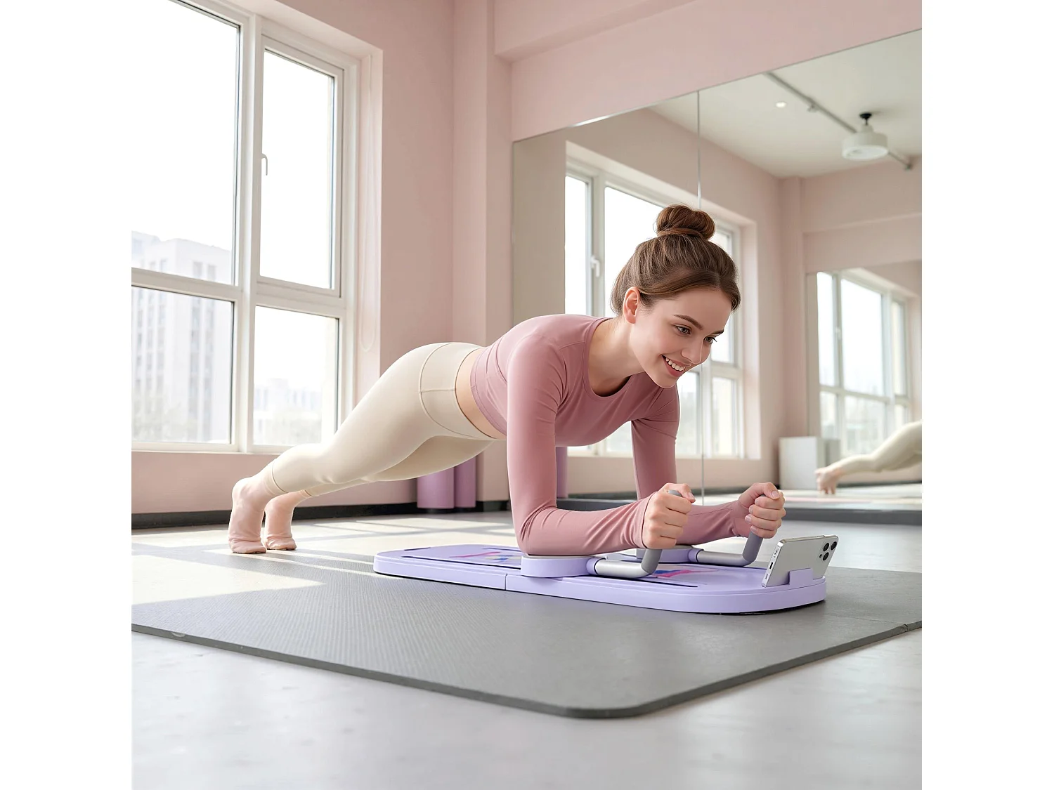 Tavola pilates 5 in 1 pieghevole in plastica blu chiaro
