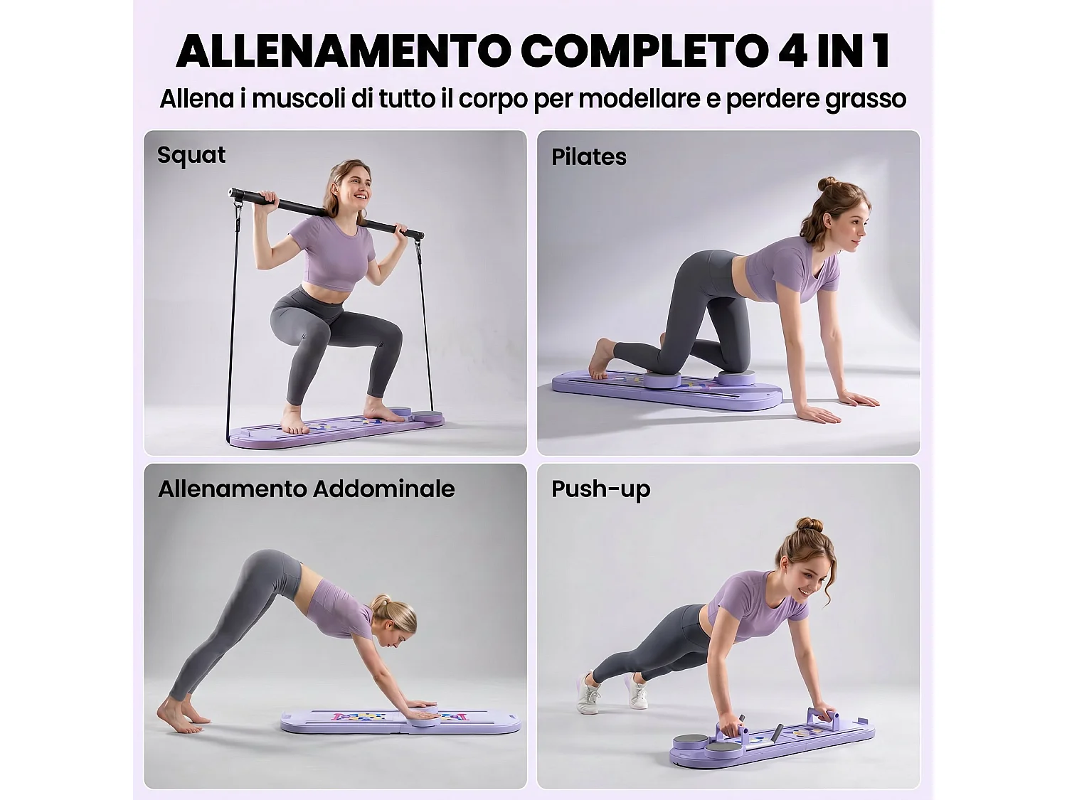Tavola pilates 5 in 1 pieghevole in plastica blu chiaro