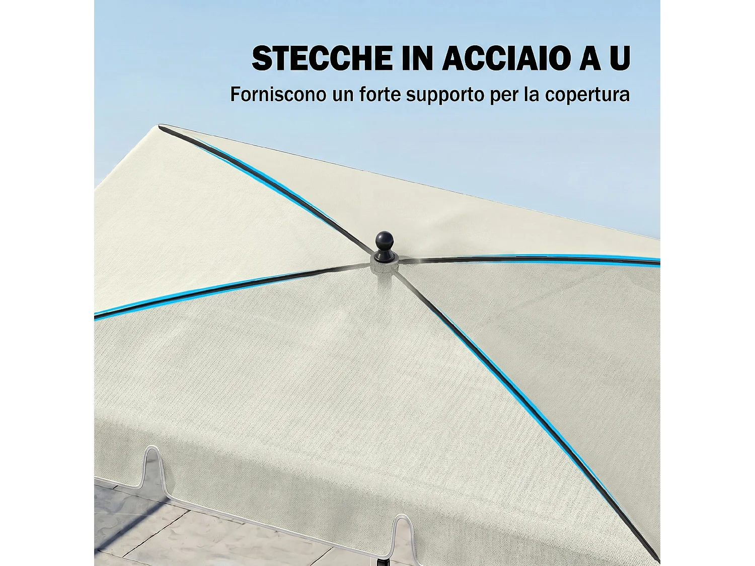 Ombrellone da giardino 2x1.3 m rettangolare inclinabile beige