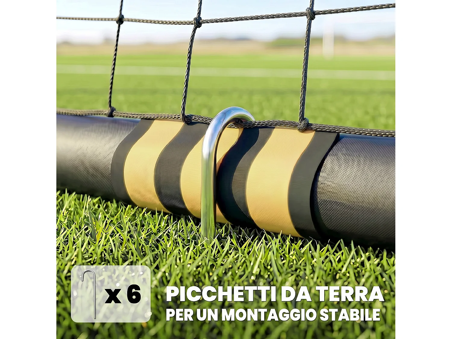 Porta da calcio portatile in metallo e pvc bianco