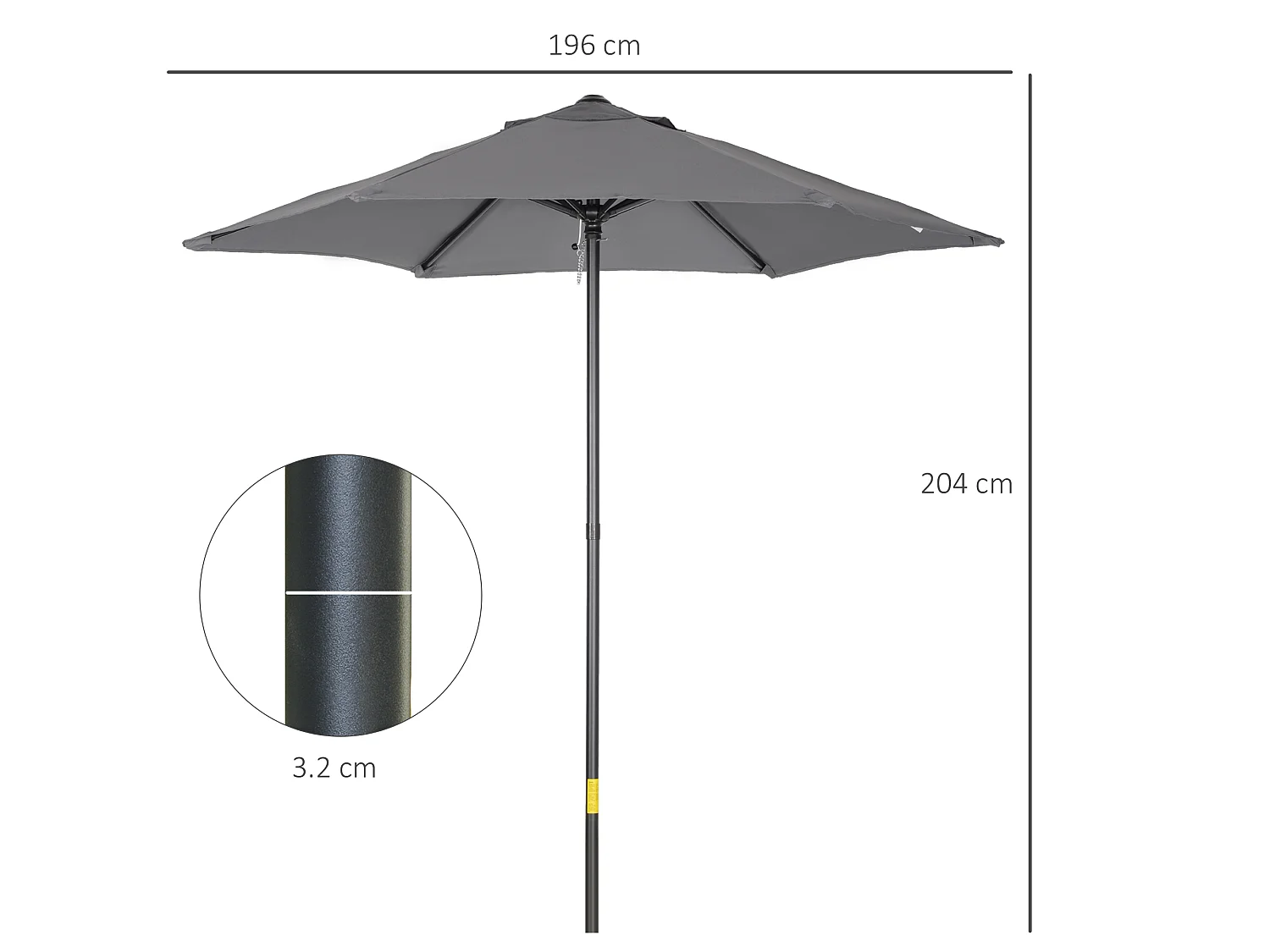 Ombrellone da giardino 2x2 m con presa d'aria superiore grigio scuro
