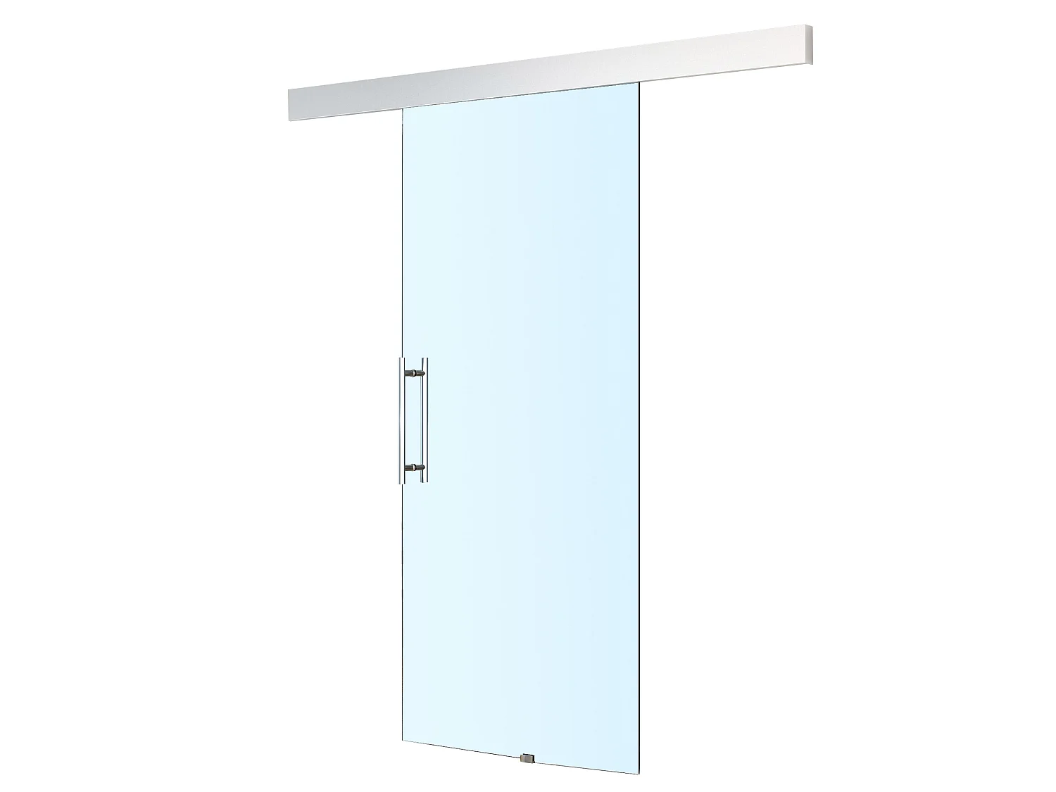 Porta scorrevole in vetro trasparente e binario in alluminio