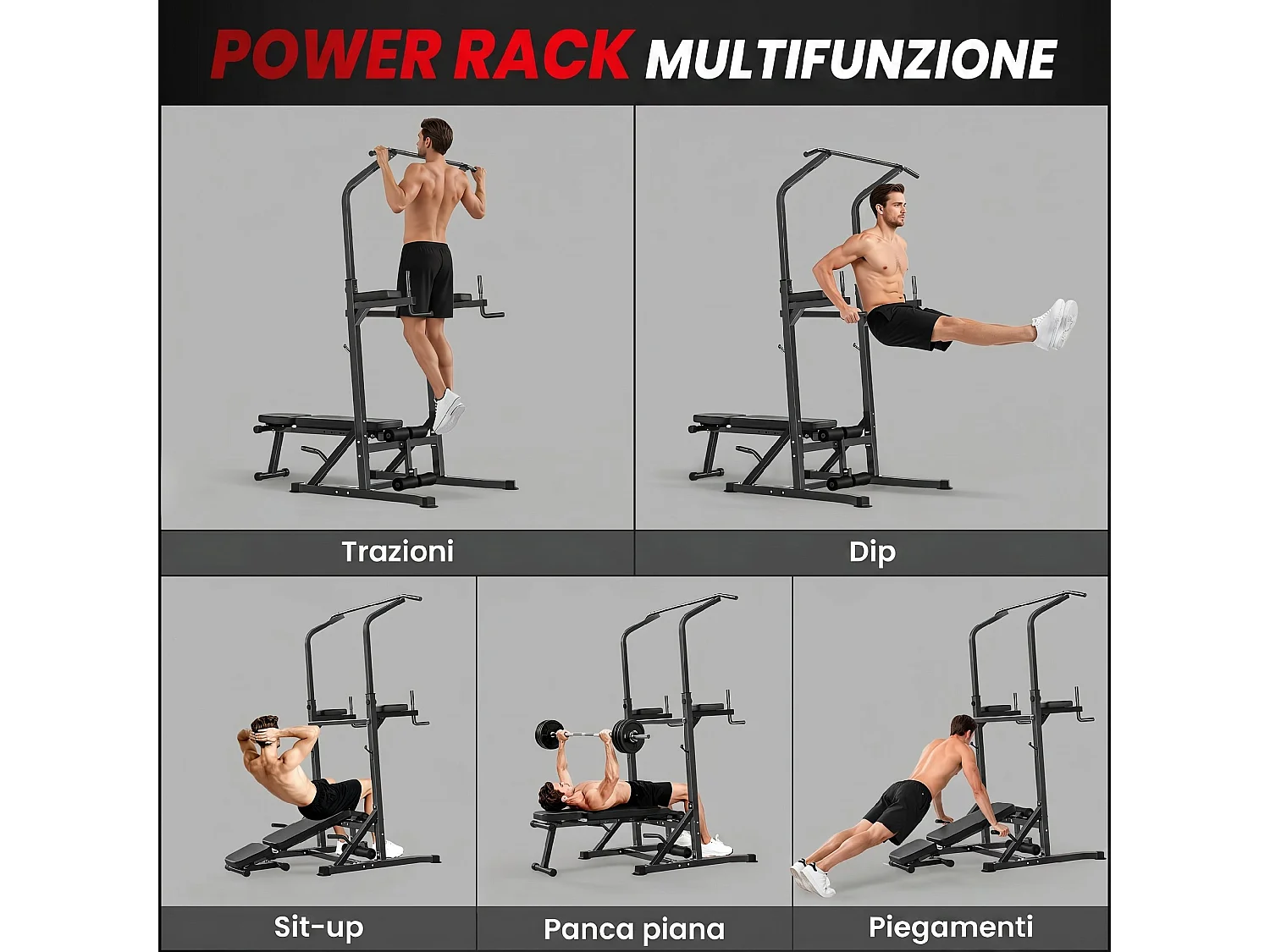 Power tower pieghevole stazione fitness multifunzione regolabile