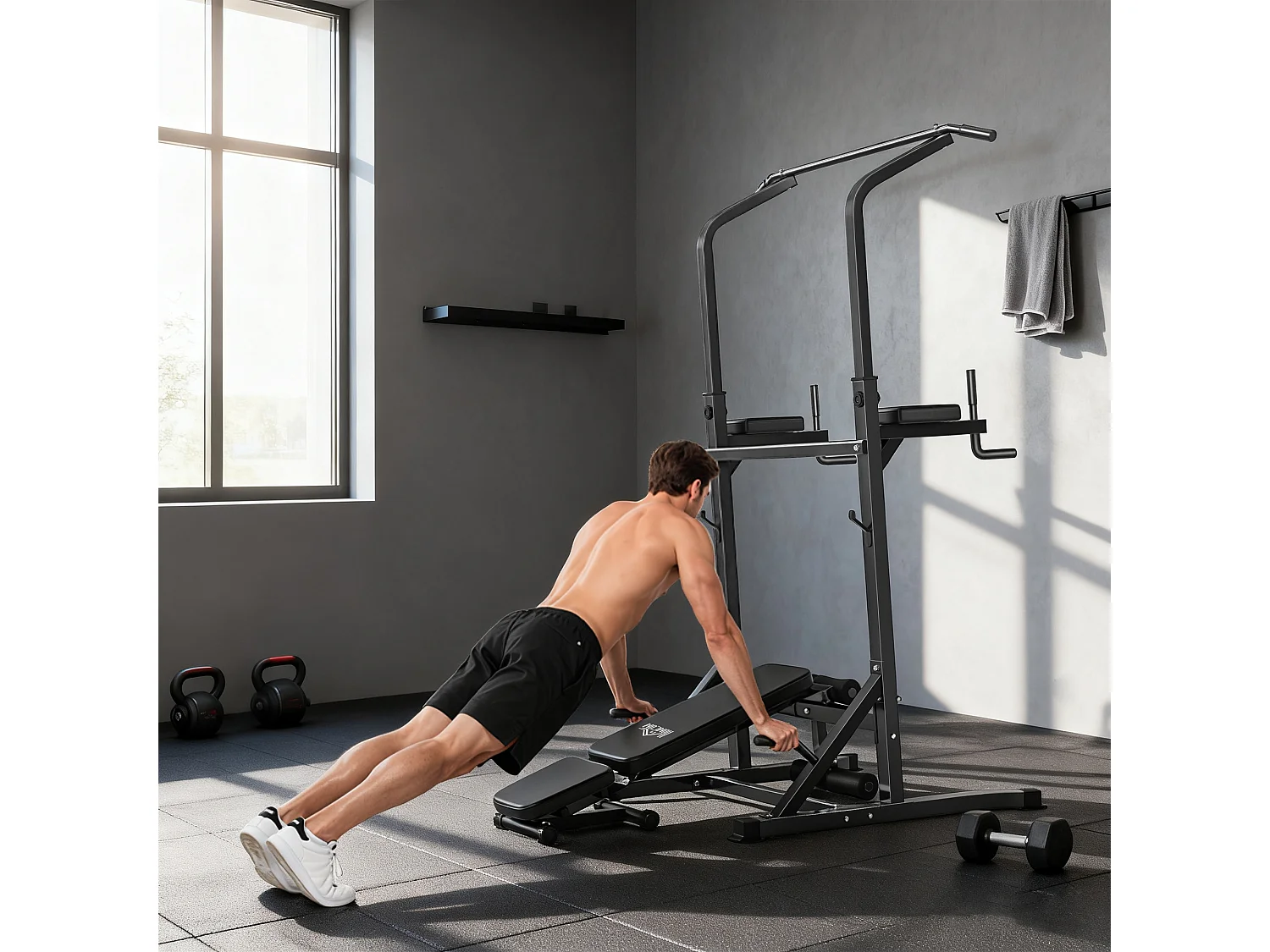 Power tower pieghevole stazione fitness multifunzione regolabile