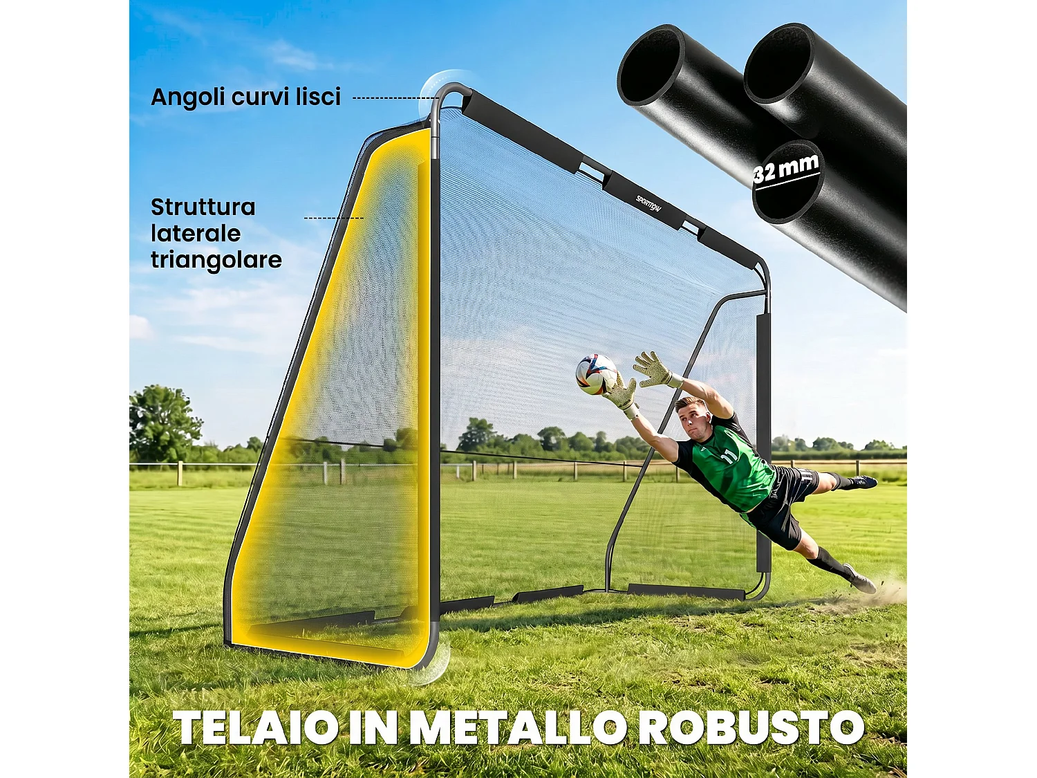 Porta da calcio per allenamento in metallo bianco