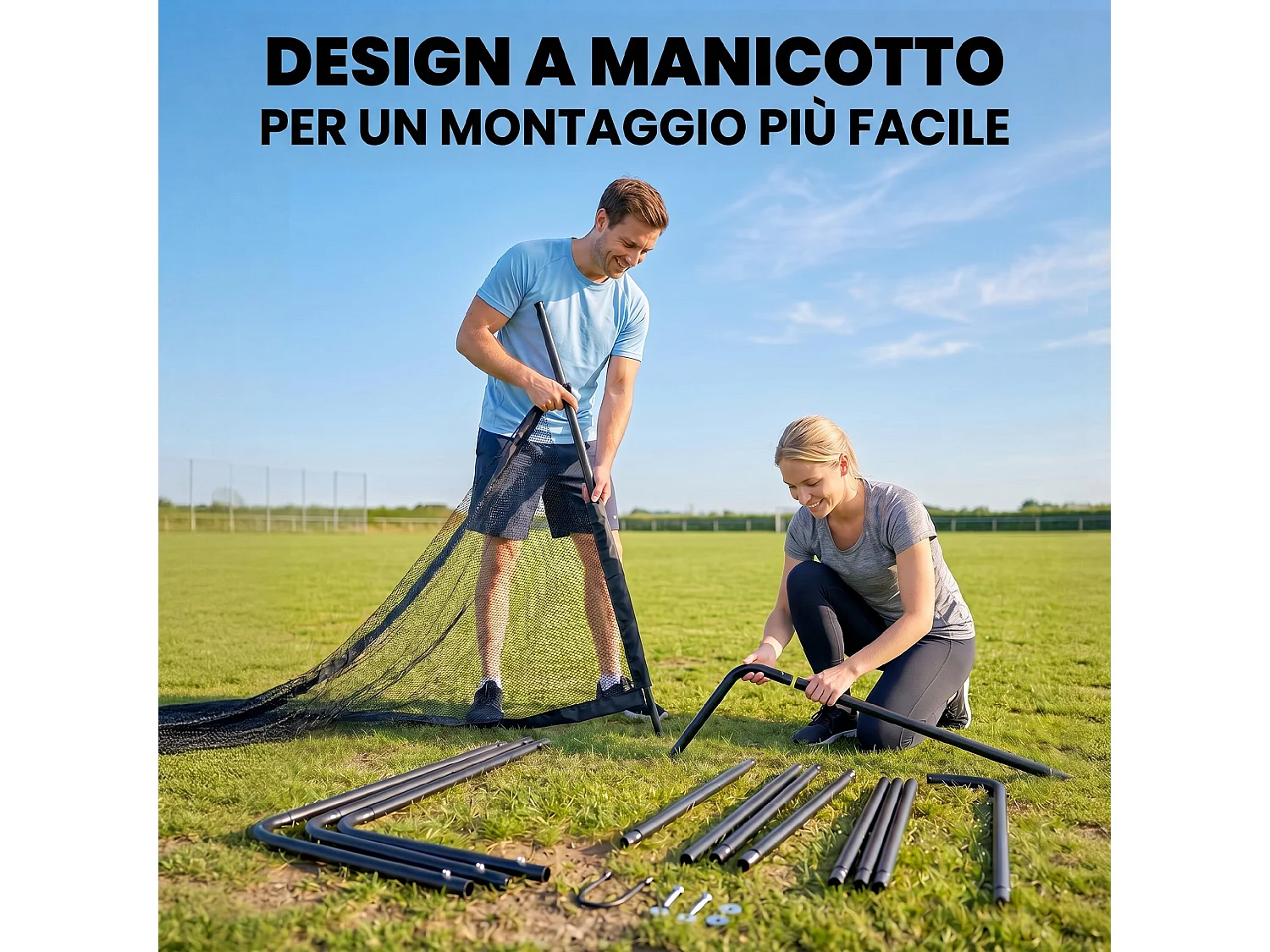 Porta da calcio per allenamento in metallo bianco
