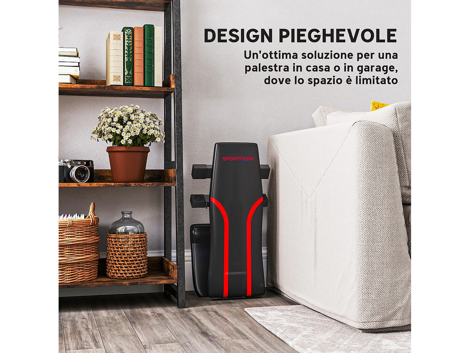 Panca palestra pieghevole, schienale regolabile a 6 livelli