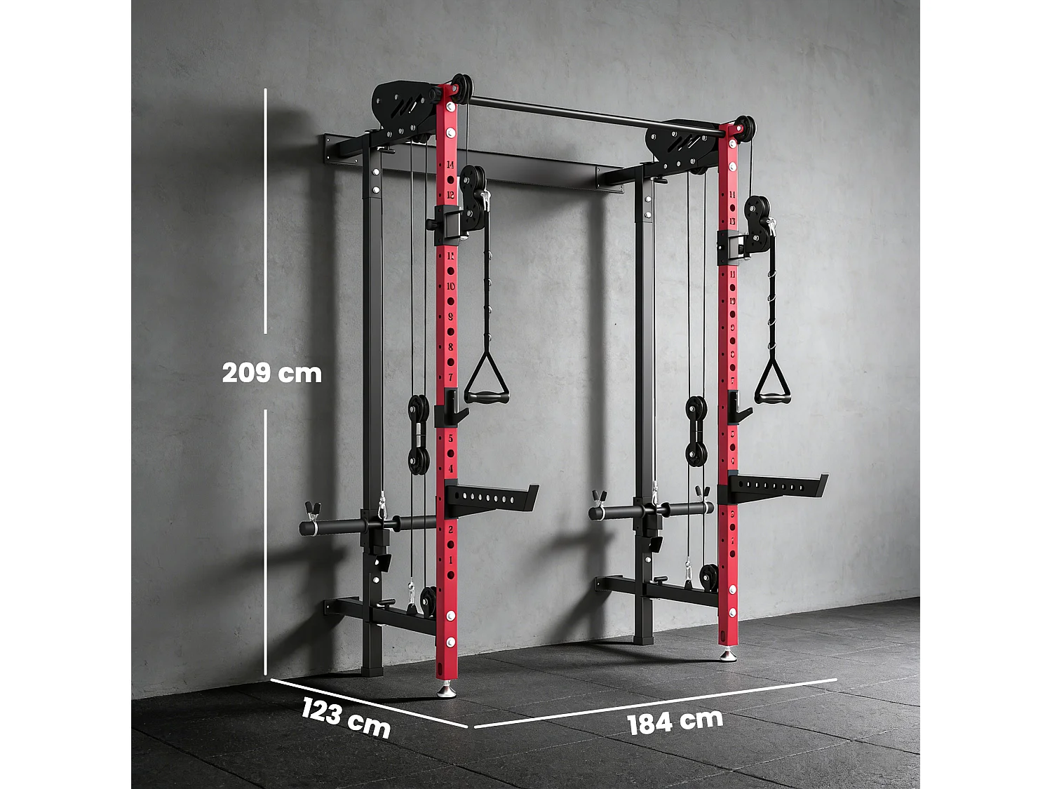 Power cage pieghevole e multifunzione in acciaio rosso