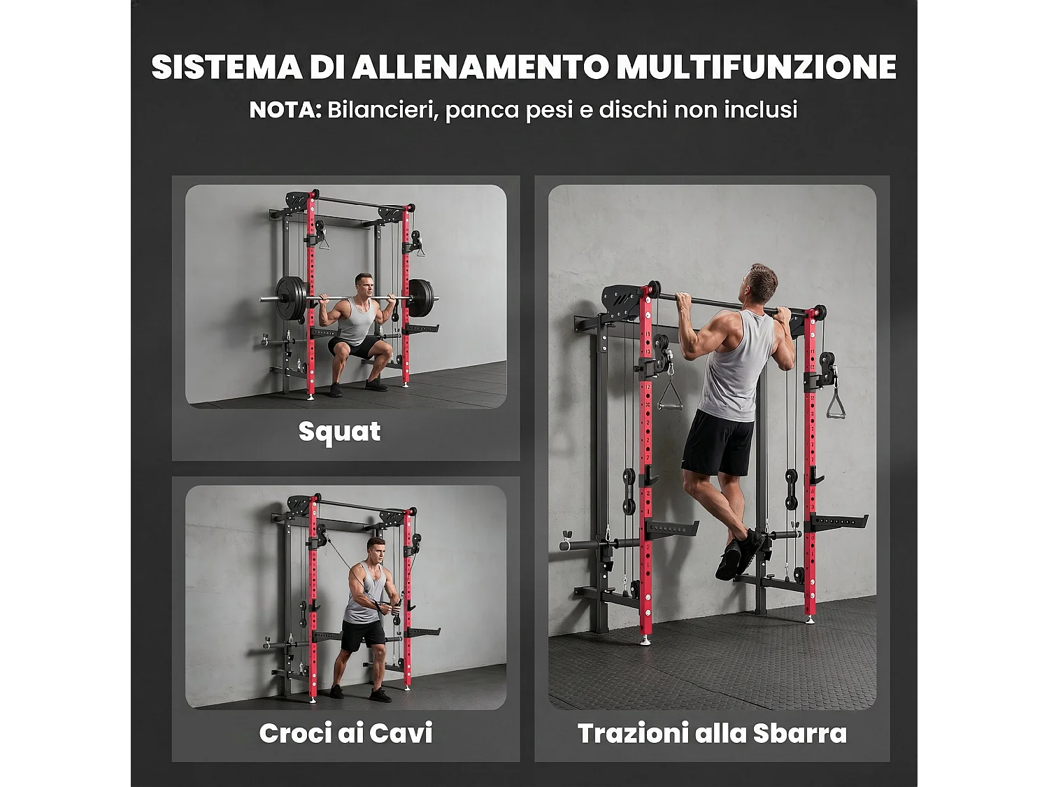 Power cage pieghevole e multifunzione in acciaio rosso