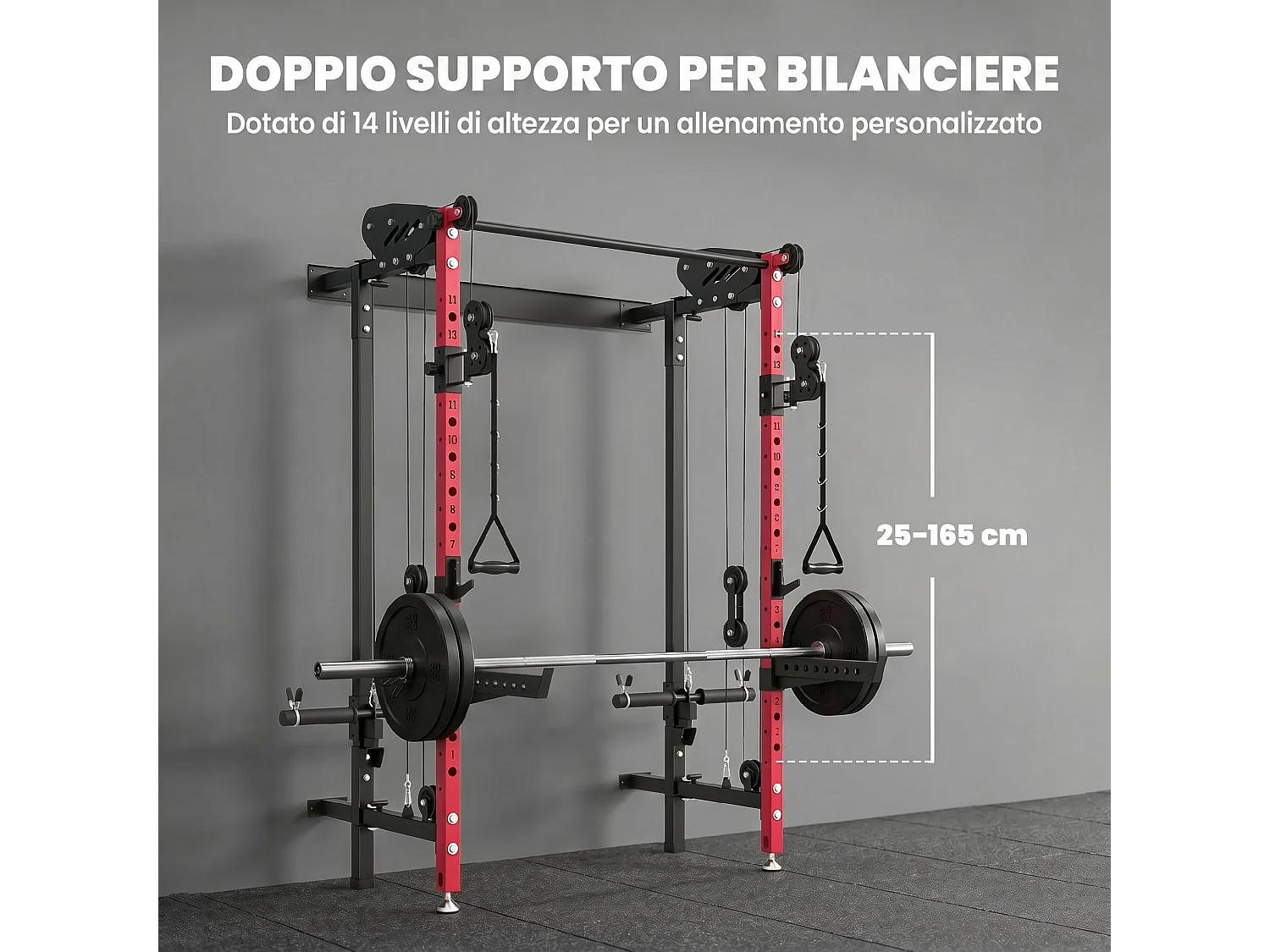 Power cage pieghevole e multifunzione in acciaio rosso