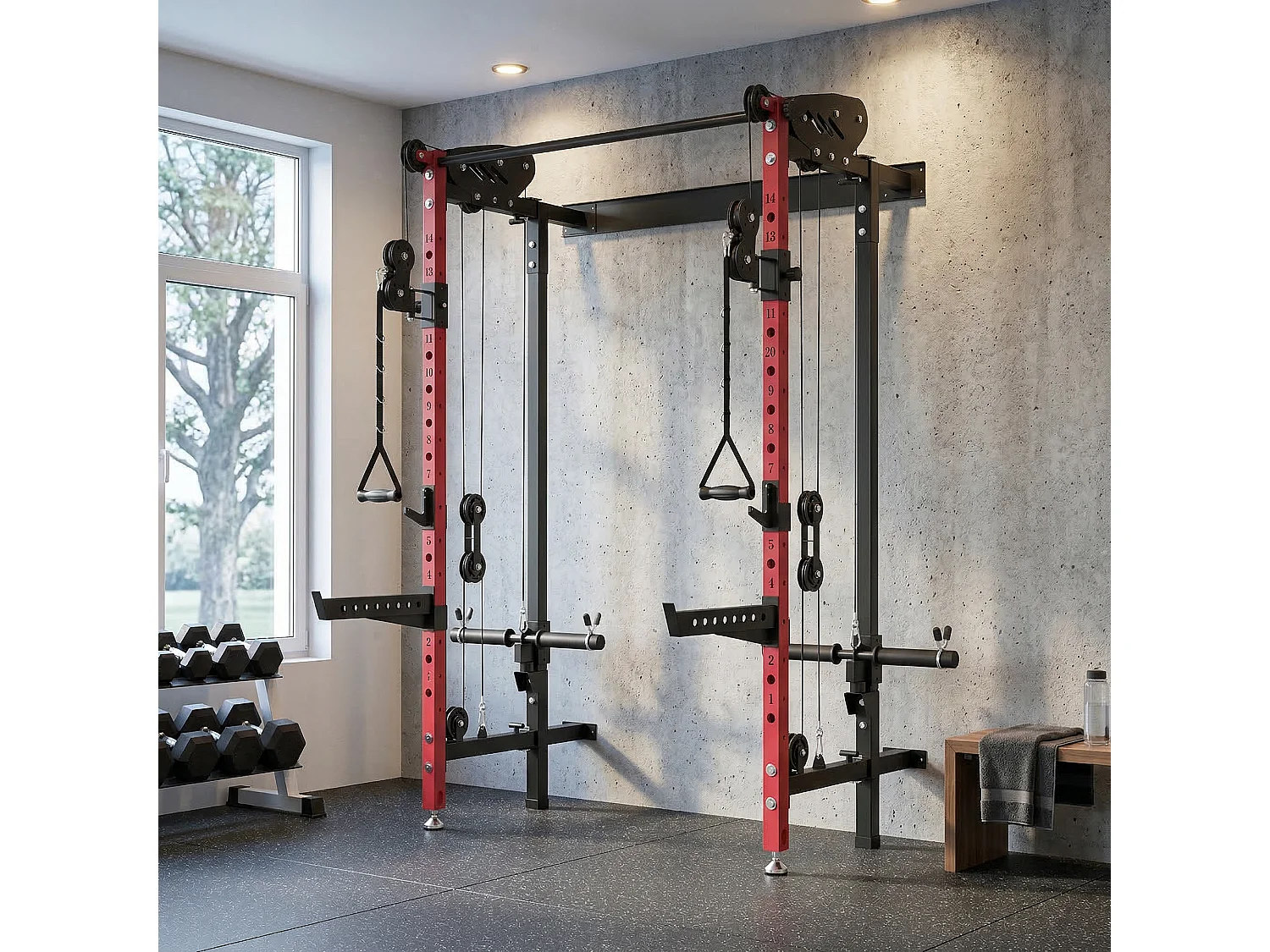 Power cage pieghevole e multifunzione in acciaio rosso