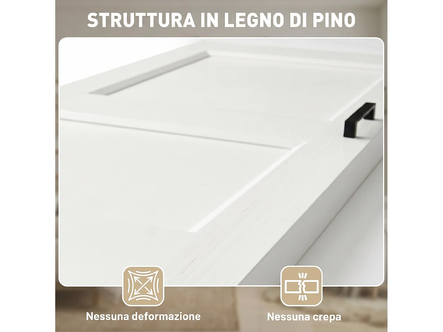 Porta scorrevole in legno di pino con binario silenzioso bianco