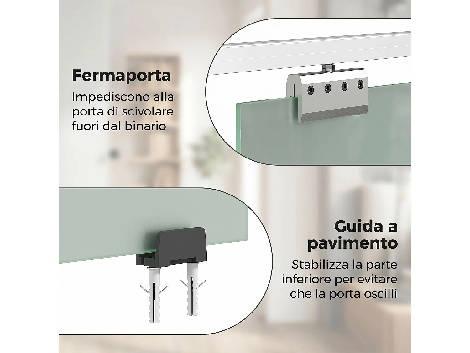 Porta scorrevole in vetro temperato sabbiato 77.5x0.8x205 cm
