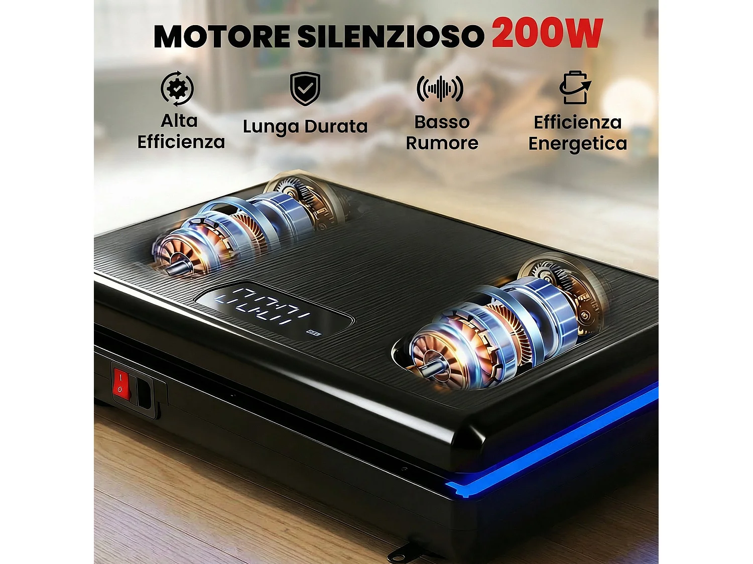 Pedana vibrante 120 livelli con led plastica nero