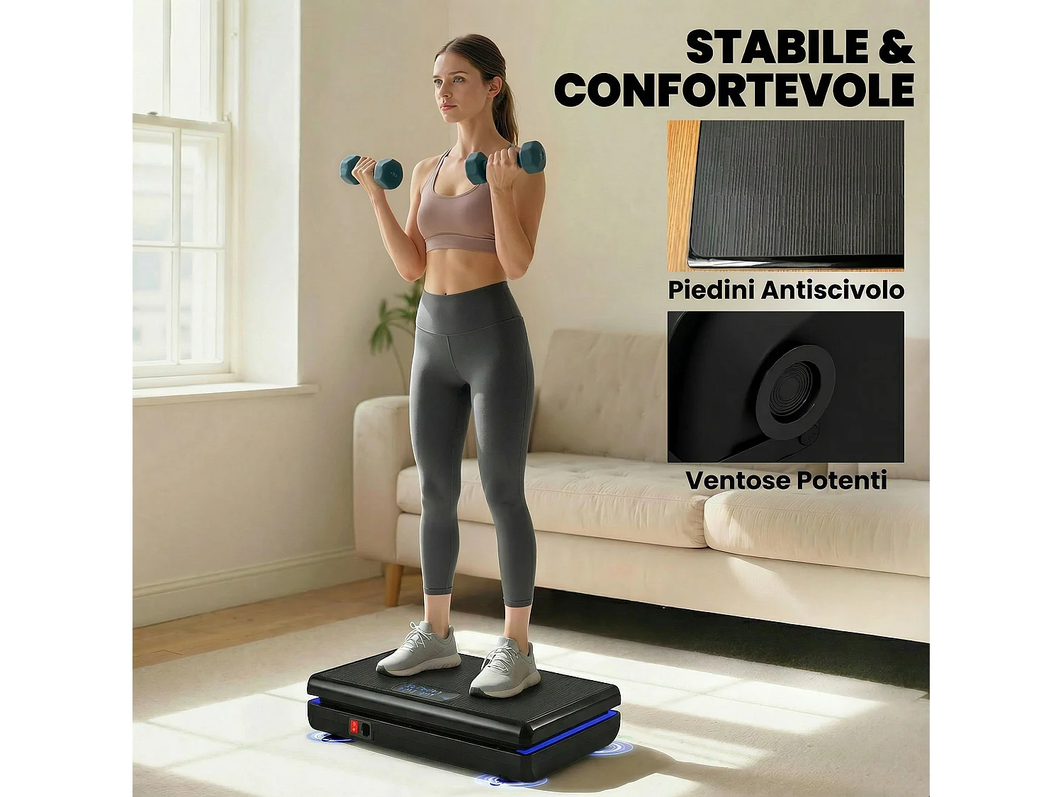 Pedana vibrante 120 livelli con led plastica nero