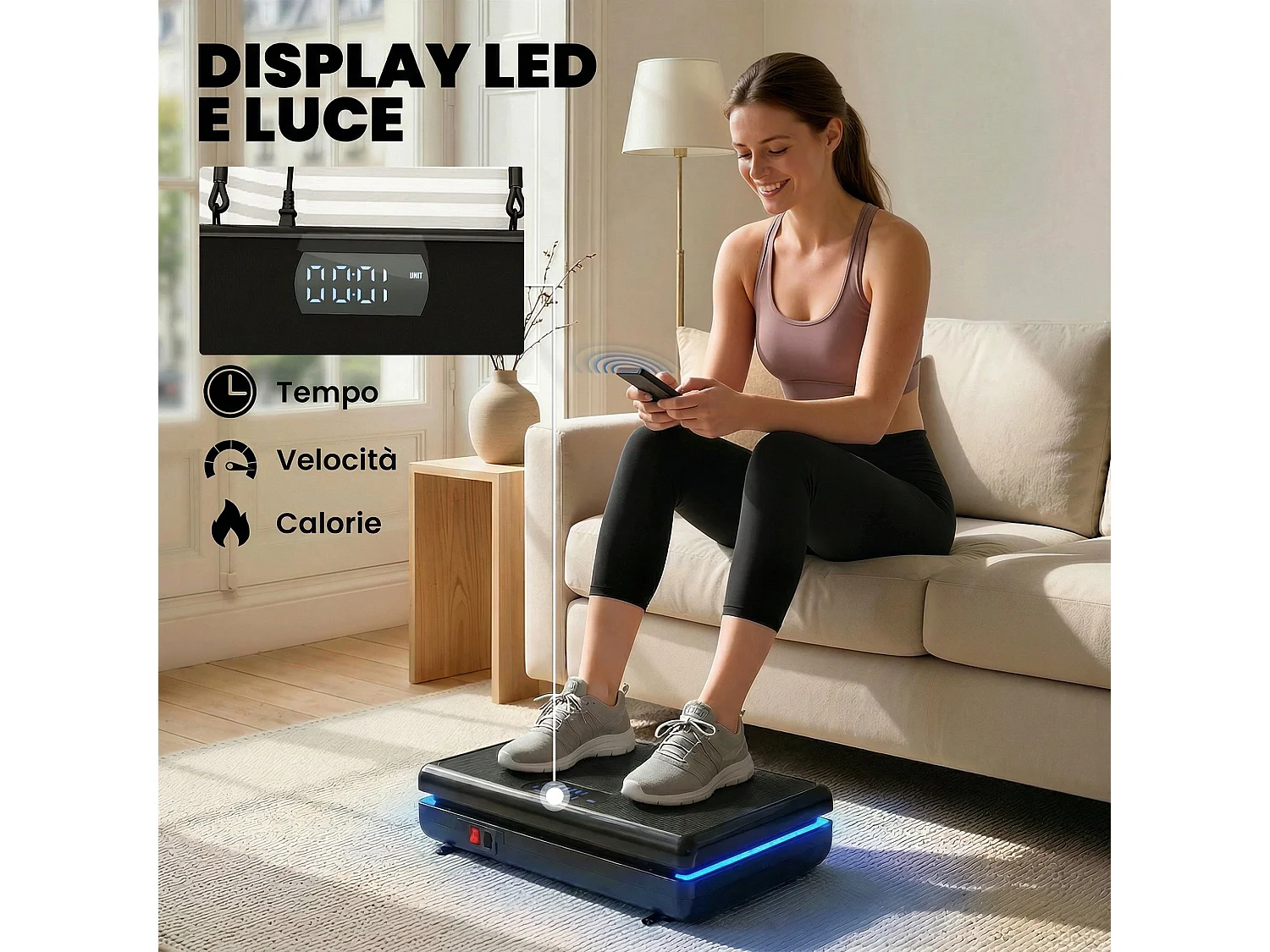 Pedana vibrante 120 livelli con led plastica nero