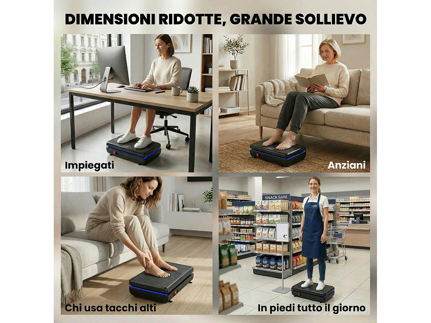 Pedana vibrante 120 livelli con led plastica nero