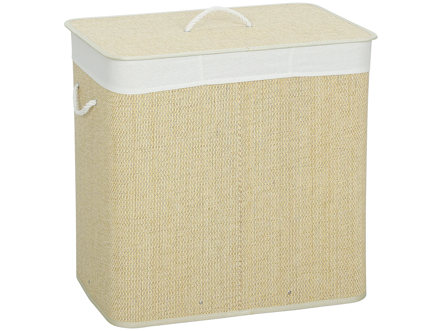 Cesto portabiancheria 144l con coperchio e sacca lavabile crema