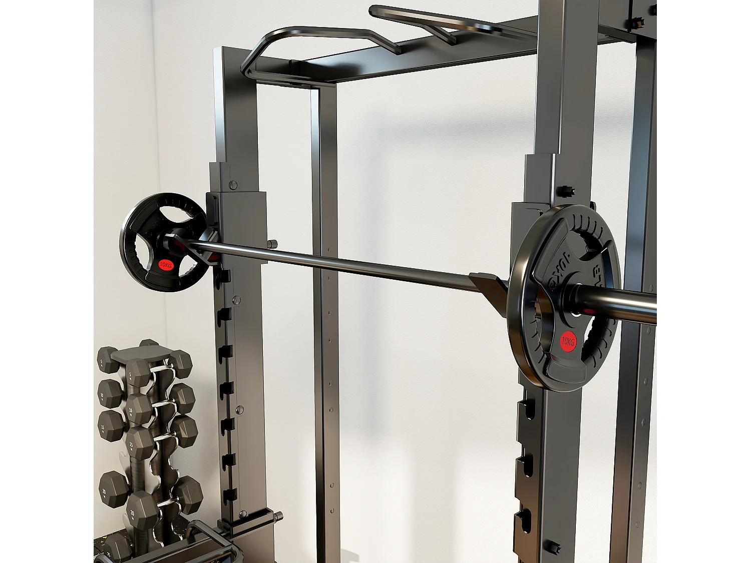 Set di dischi pesi 2x10 kg con foro da 5 cm e 3 impugnature