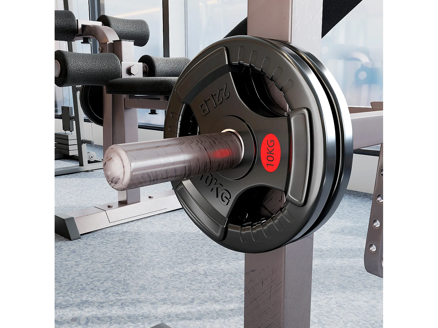 Set di dischi pesi 2x10 kg con foro da 5 cm e 3 impugnature