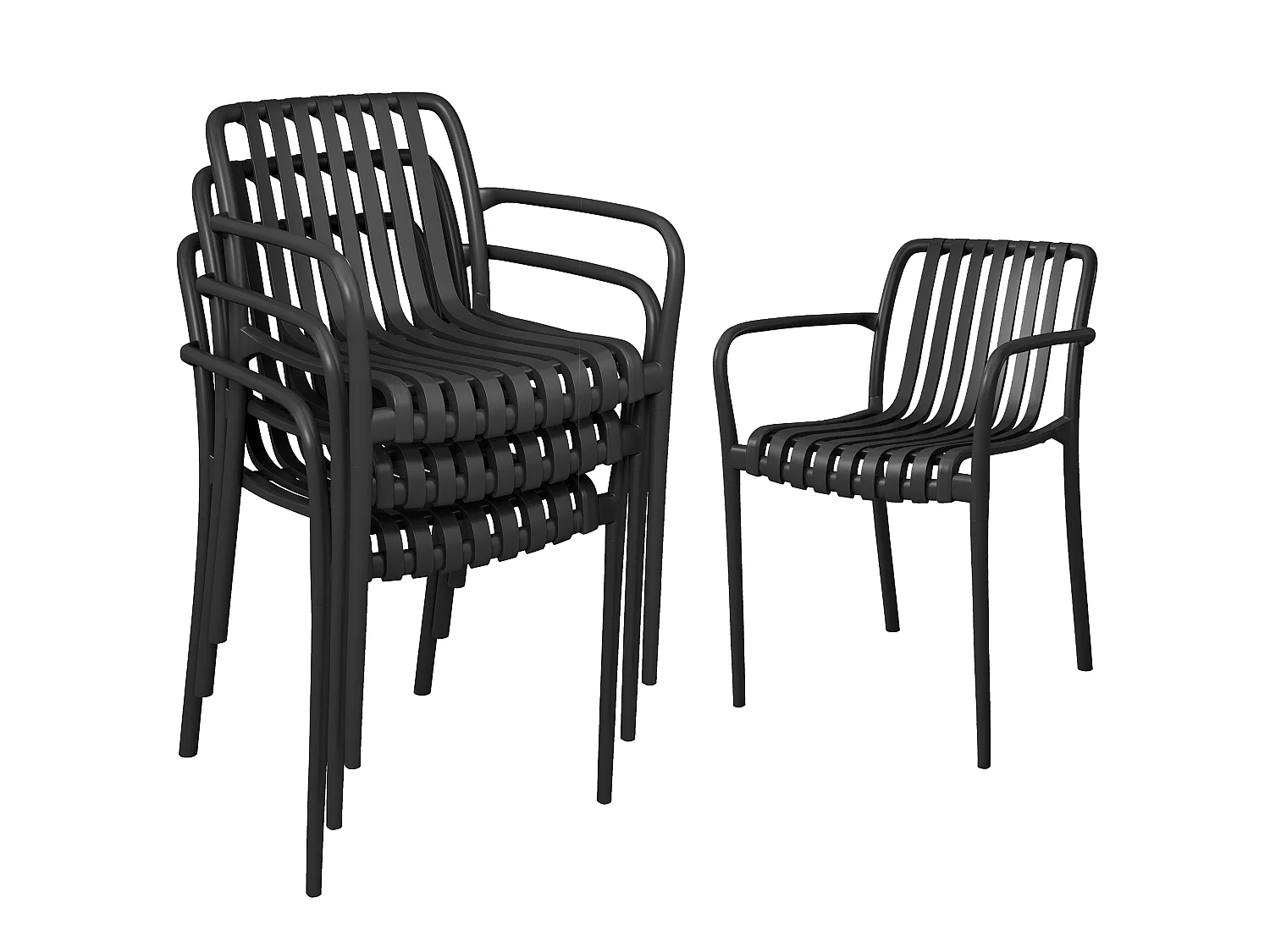 Set 4 sedie da giardino impilabili plastica nero
