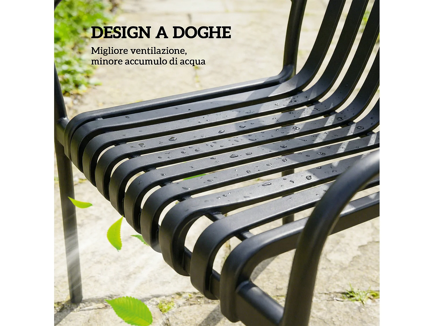 Set 4 sedie da giardino impilabili plastica nero