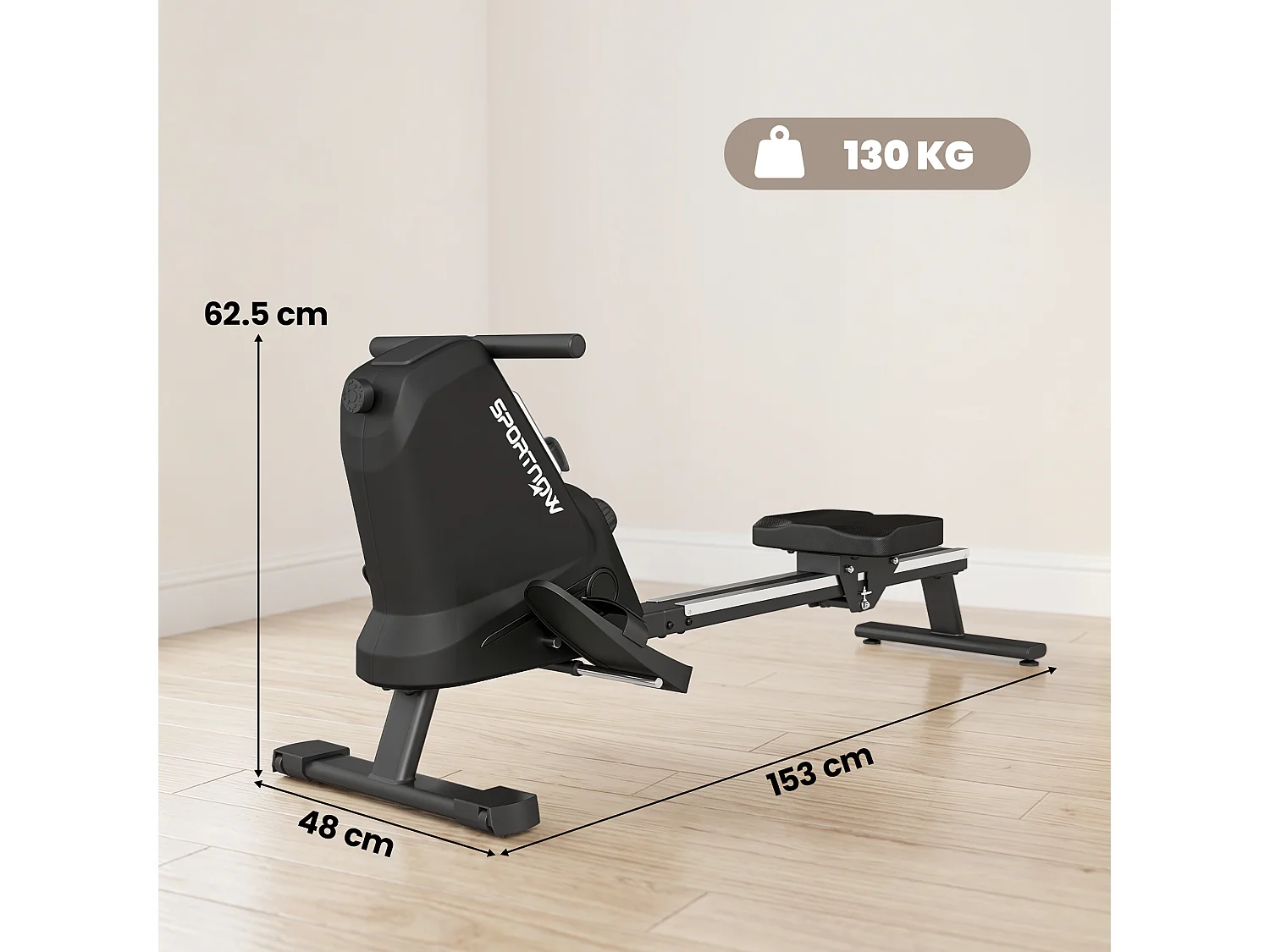 Vogatore magnetico silenzioso con binario in alluminio nero