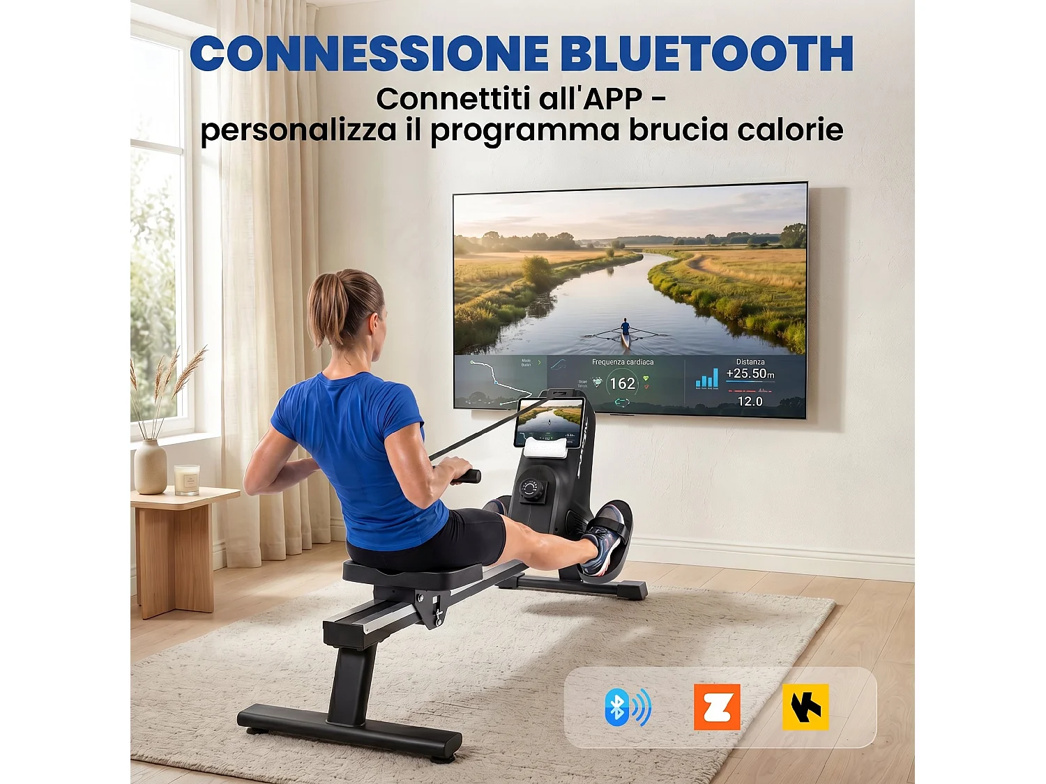 Vogatore magnetico silenzioso con binario in alluminio nero