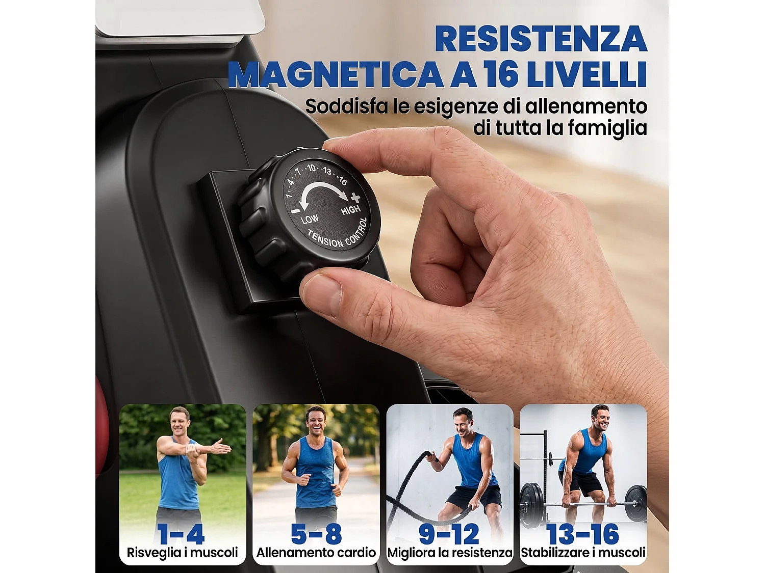 Vogatore magnetico silenzioso con binario in alluminio nero