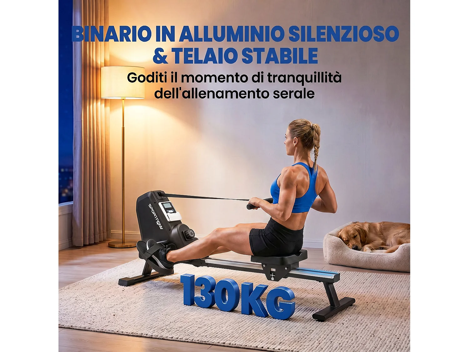 Vogatore magnetico silenzioso con binario in alluminio nero