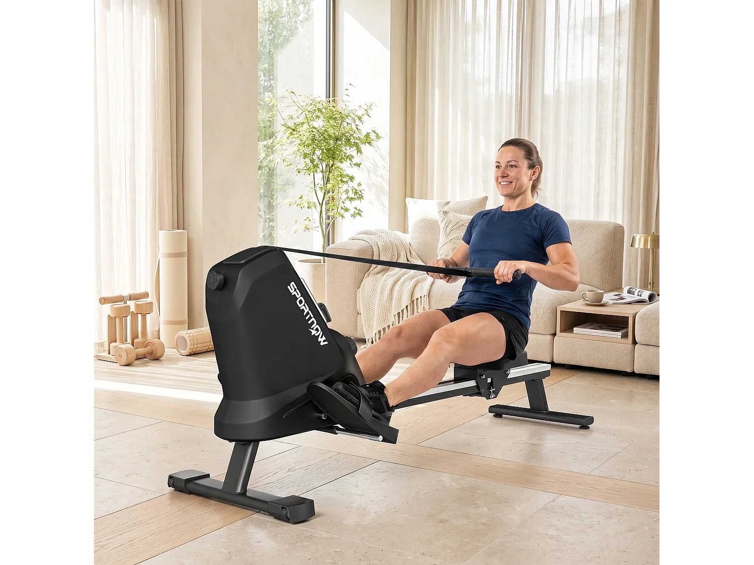 Vogatore magnetico silenzioso con binario in alluminio nero