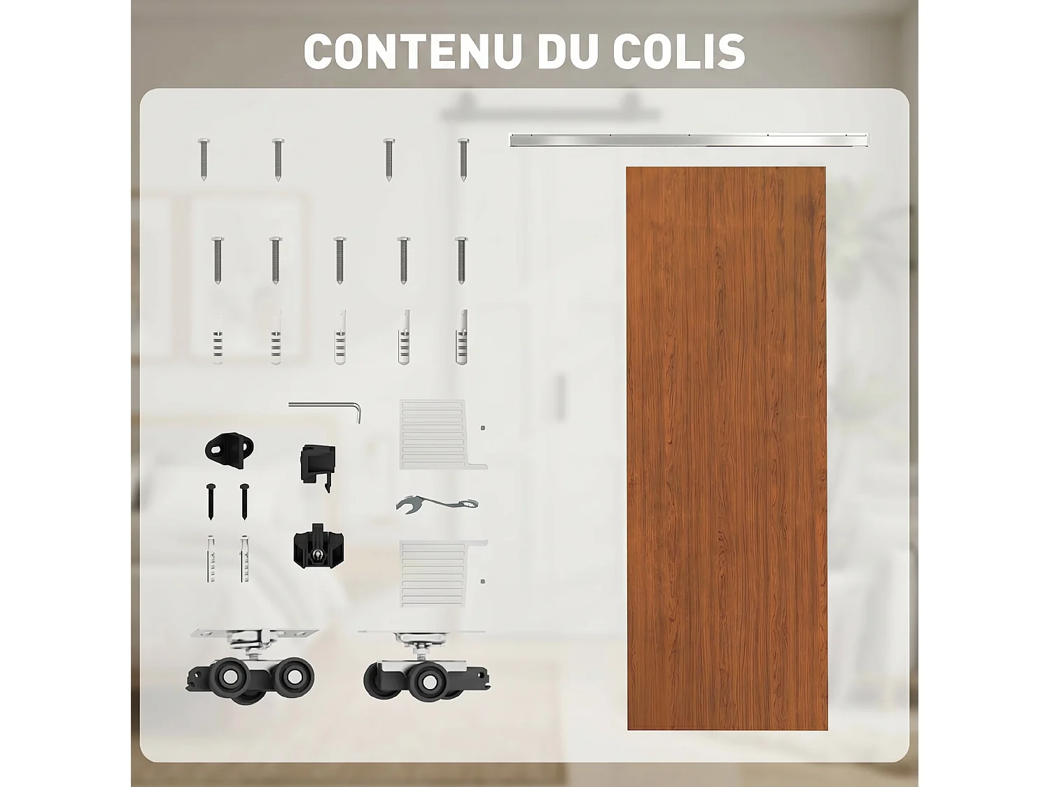 Porta scorrevole con binario silenzioso 75x210 cm in mdf marrone