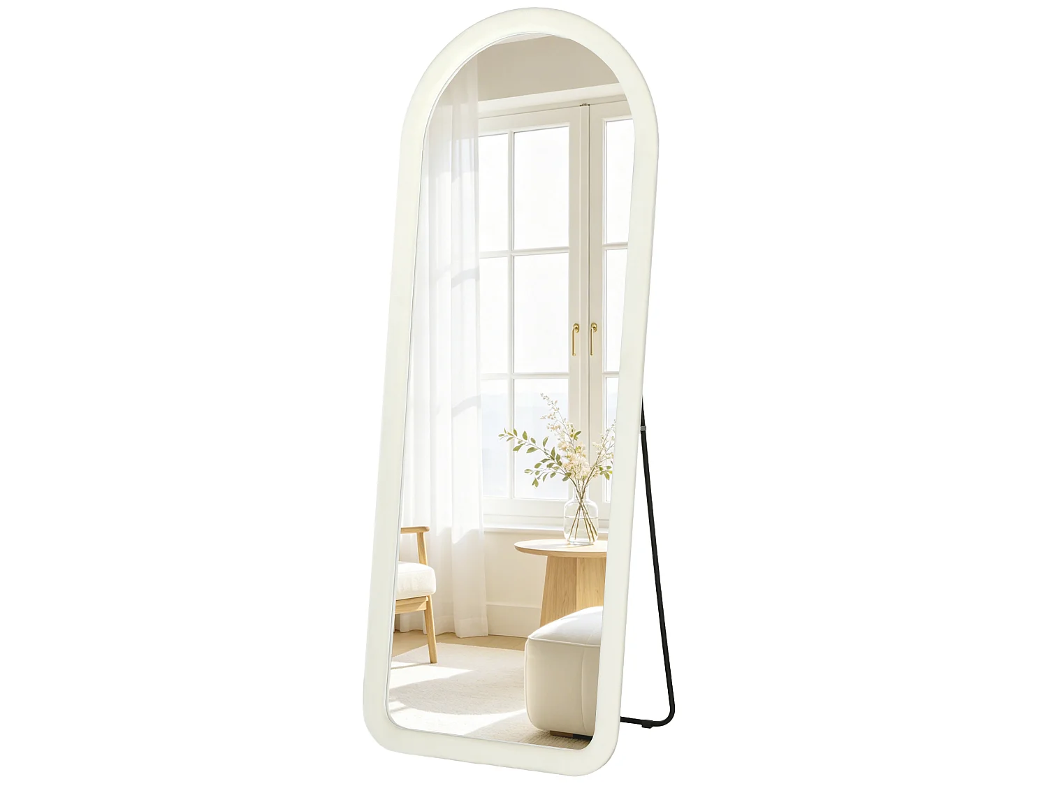 Specchio da terra ad arco cornice in flanella, 160x60 cm