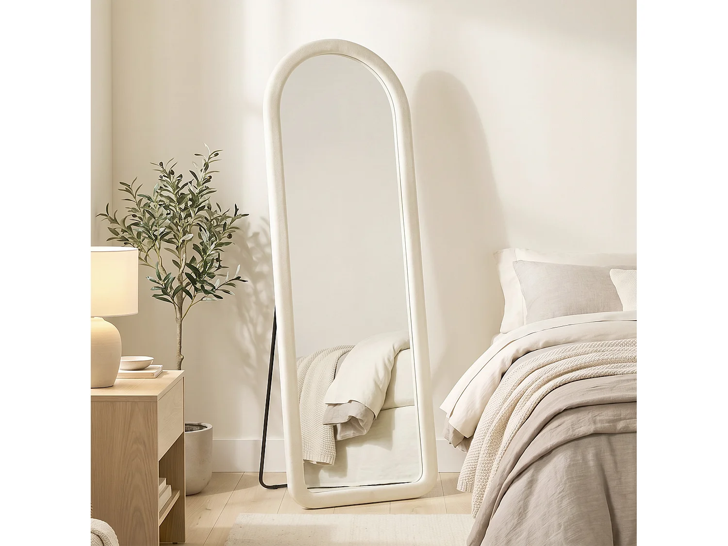 Specchio da terra ad arco cornice in flanella, 160x60 cm